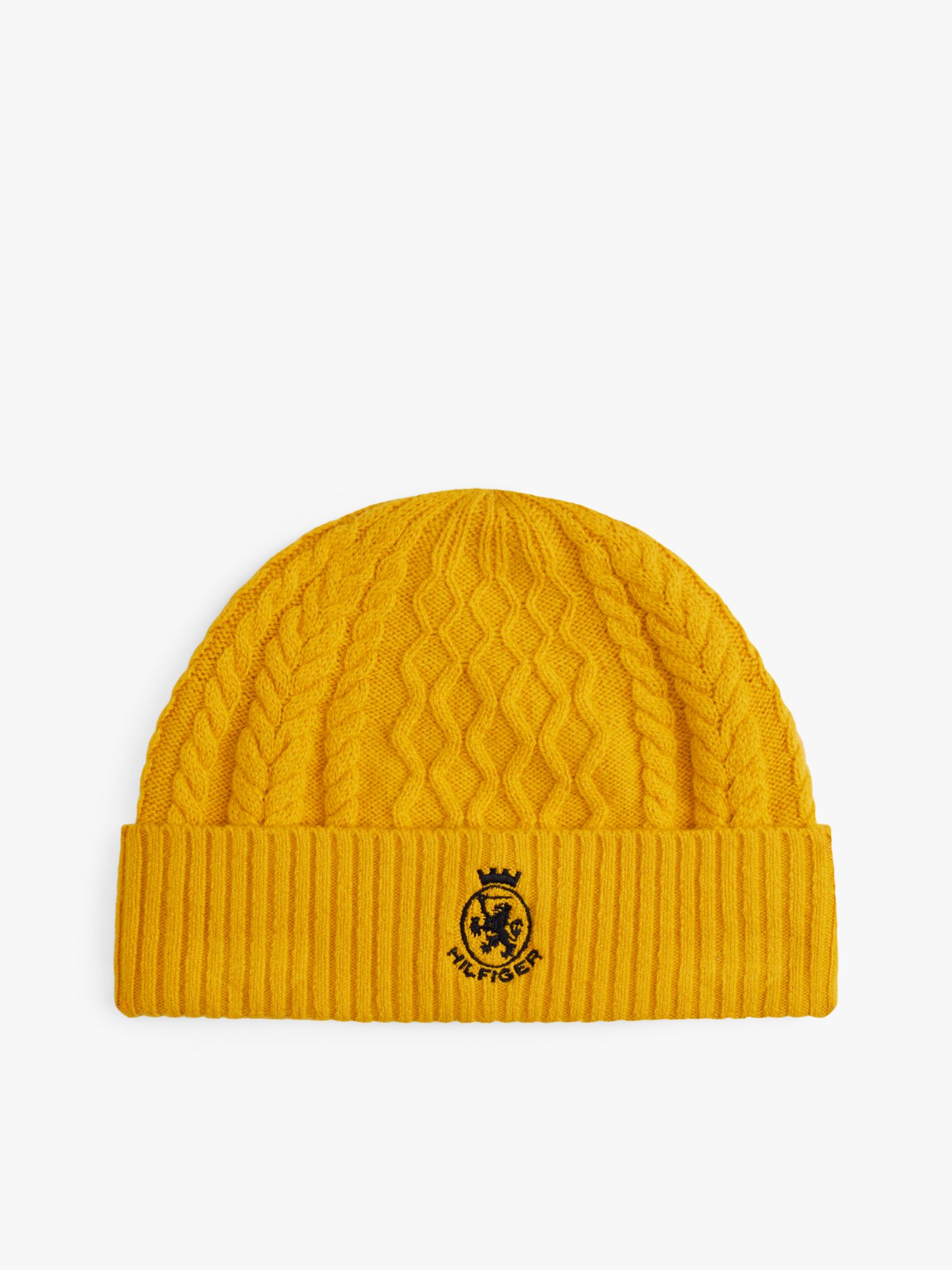 Tommy Hilfiger Kabelgebreide beanie met TH Embleem in geel