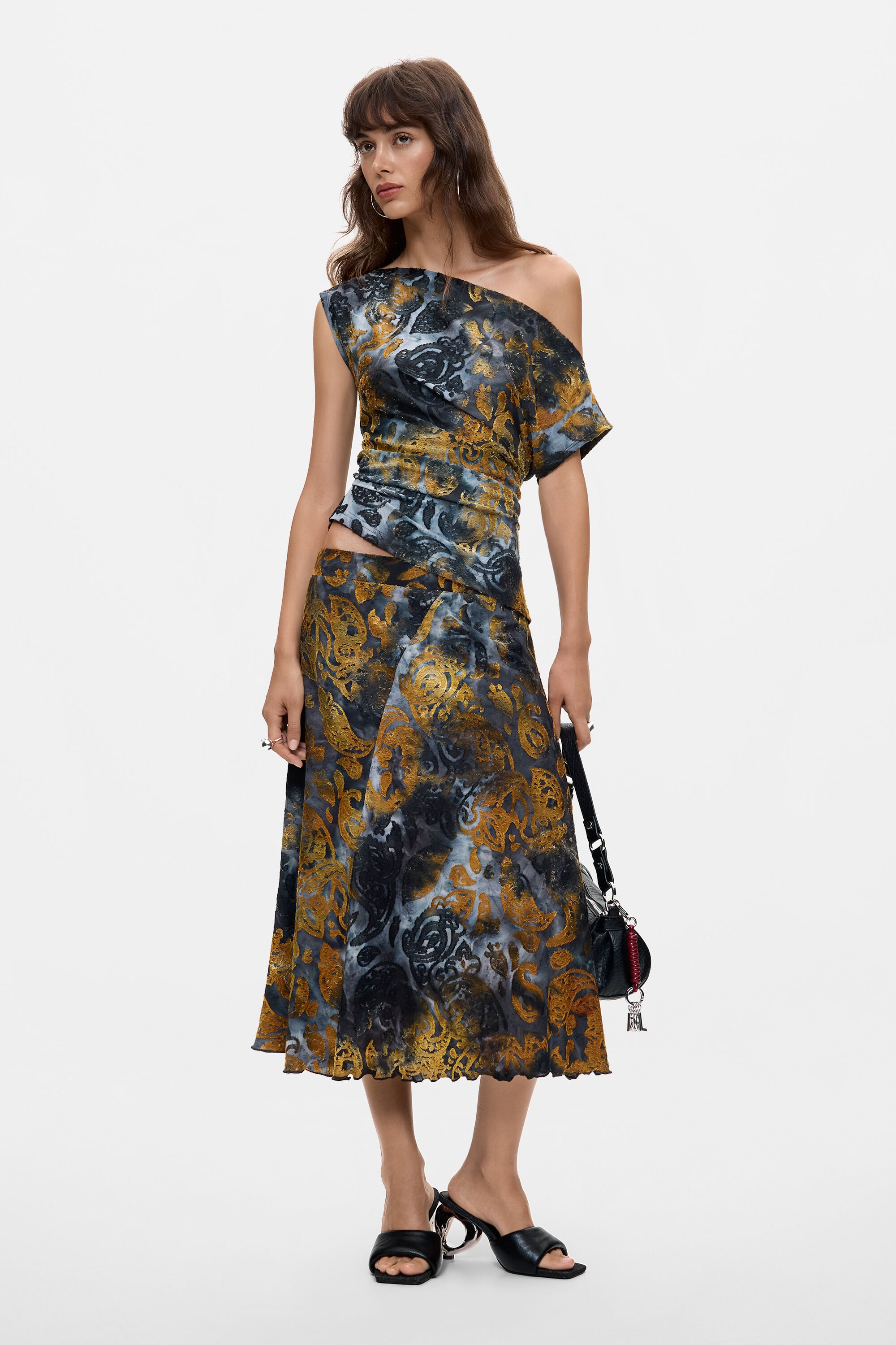 Desigual Rechte rok met flockprint