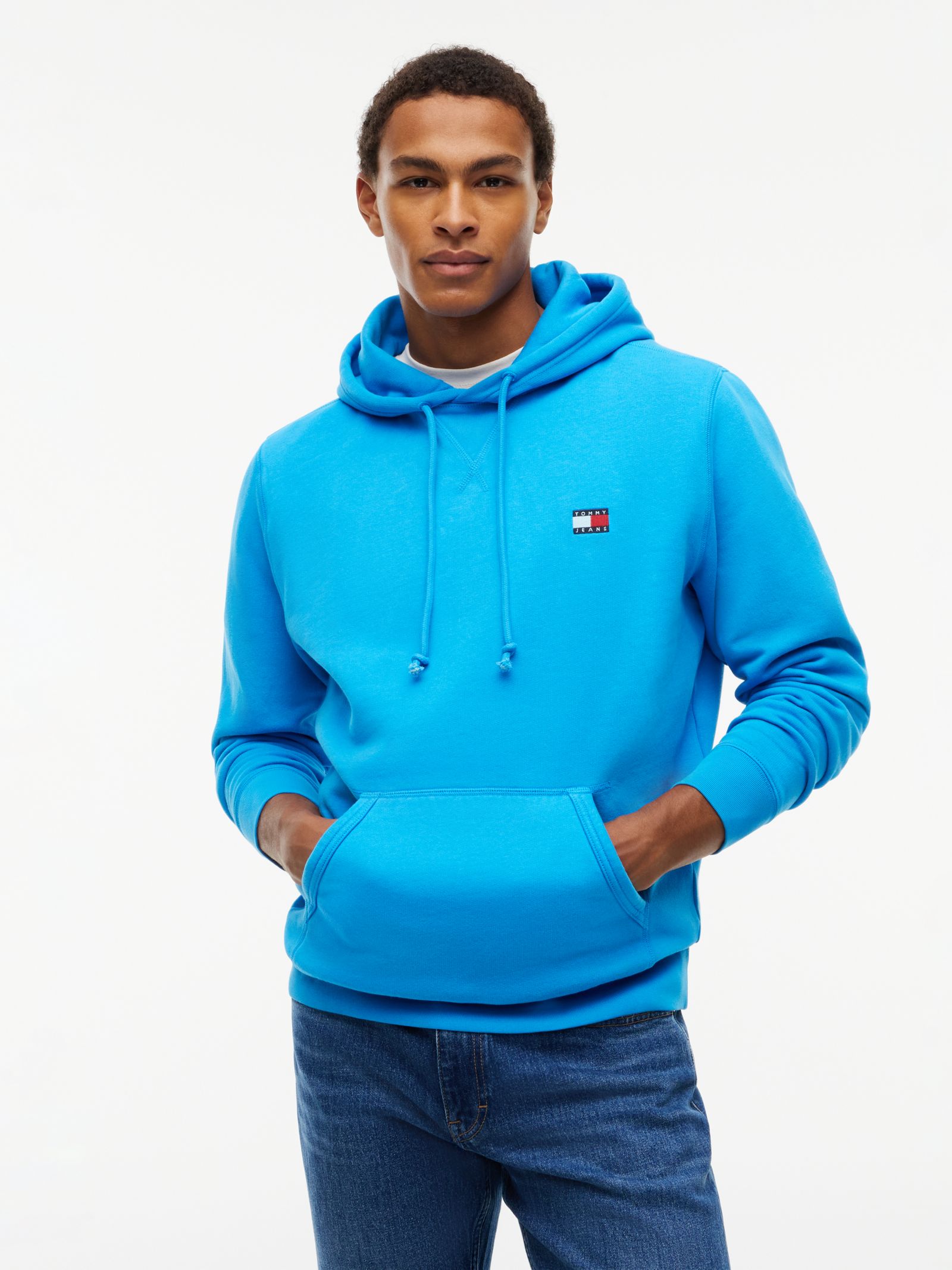 Tommy Jeans Fleece hoodie met trekkoord en Tommy badge in blauw