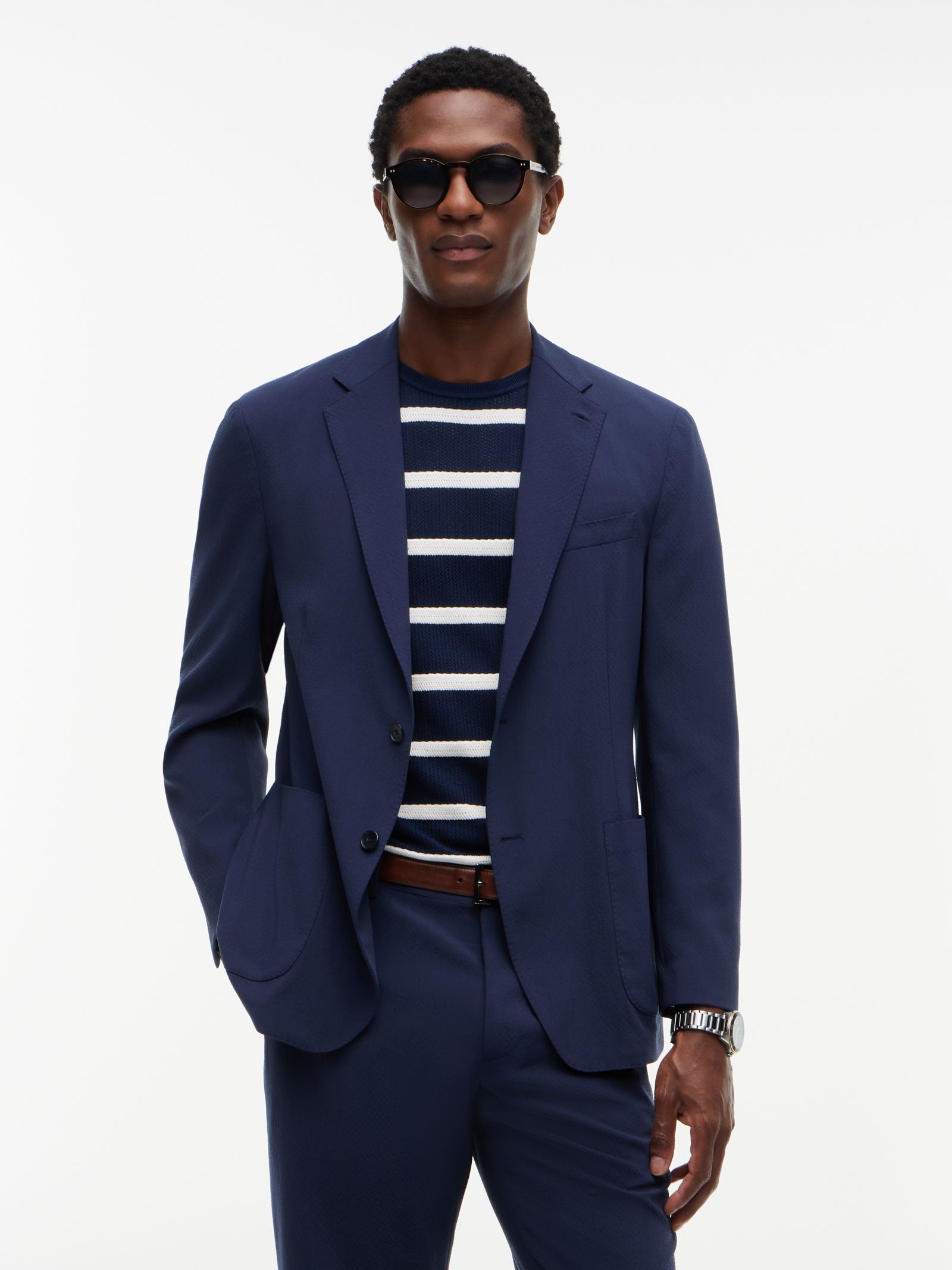 Tommy Hilfiger Tech regular fit blazer van wolmix seersucker