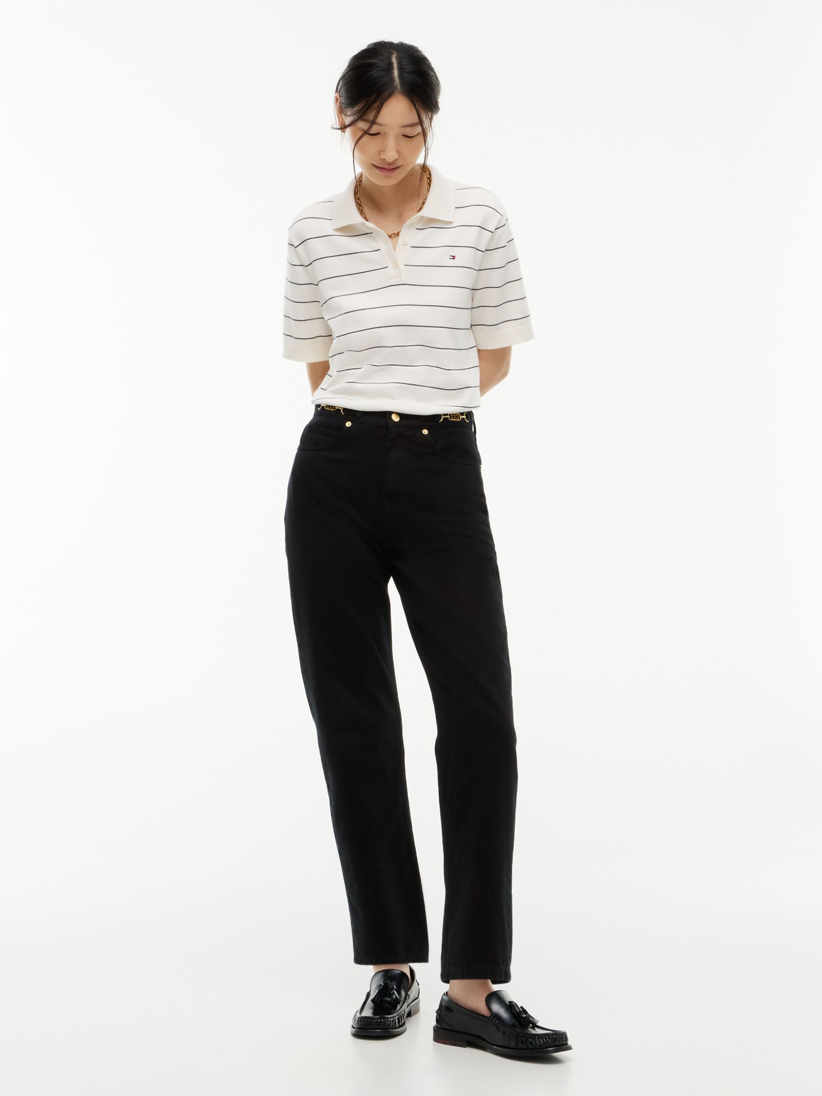 Tommy Hilfiger Jackie high rise enkellange tapered jeans in zwart