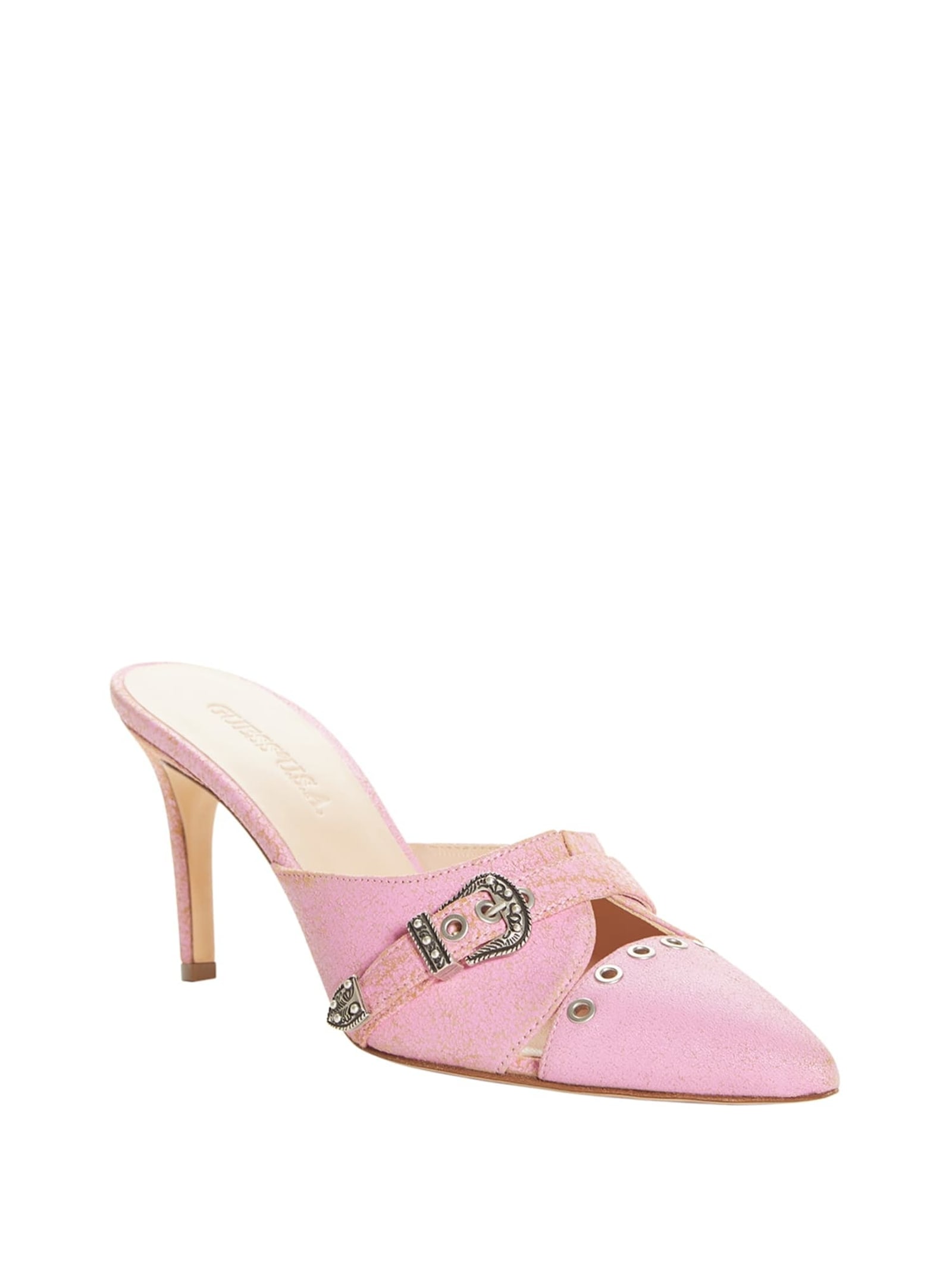 Guess Sabot Van Echt Leer in roze