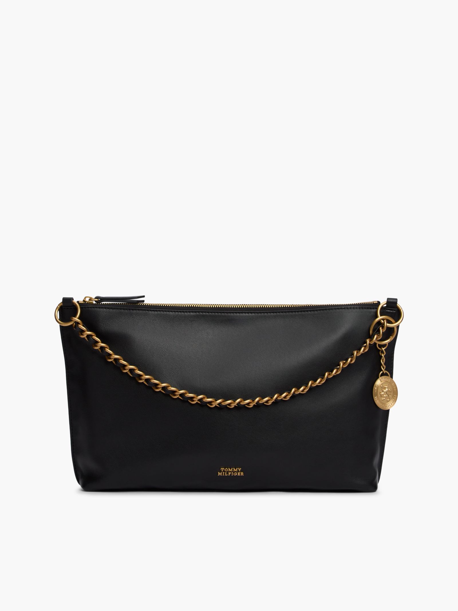 Tommy Hilfiger Leren schoudertas met kettingband