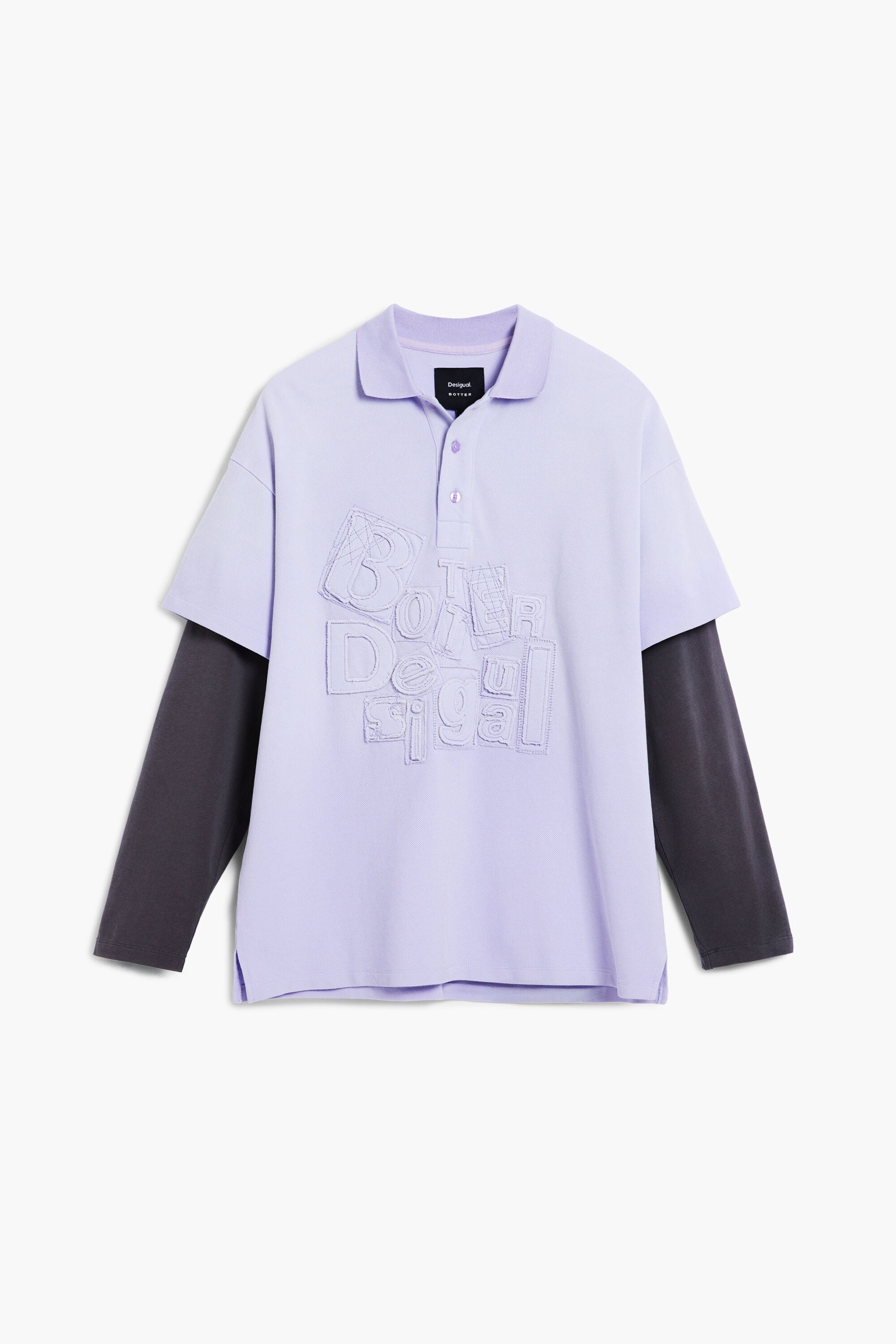 Desigual Dubbel T-shirt met patchmouwen Botter in paars