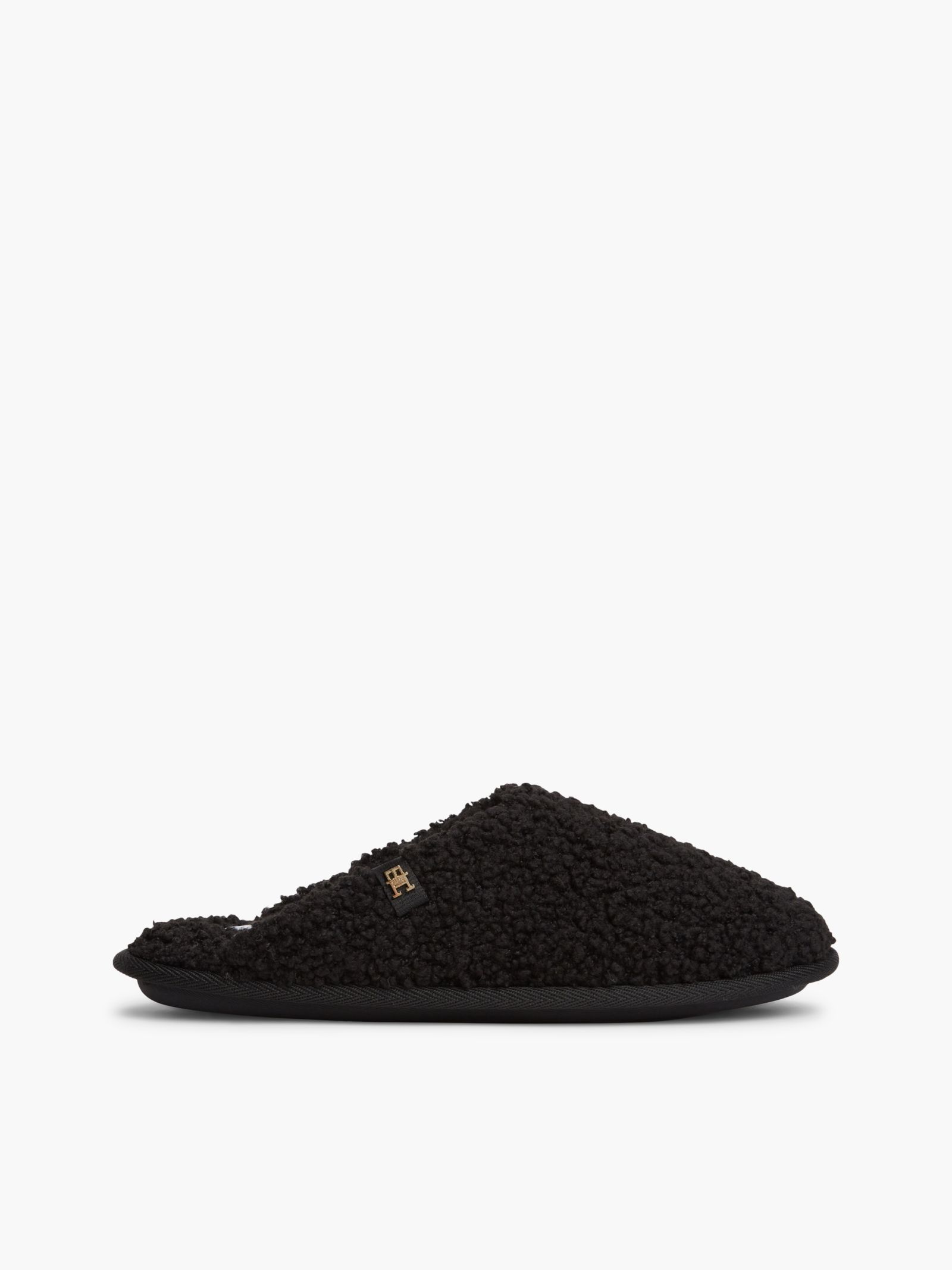 Tommy Hilfiger TH Monogram Slipper van Imitatiebont in zwart