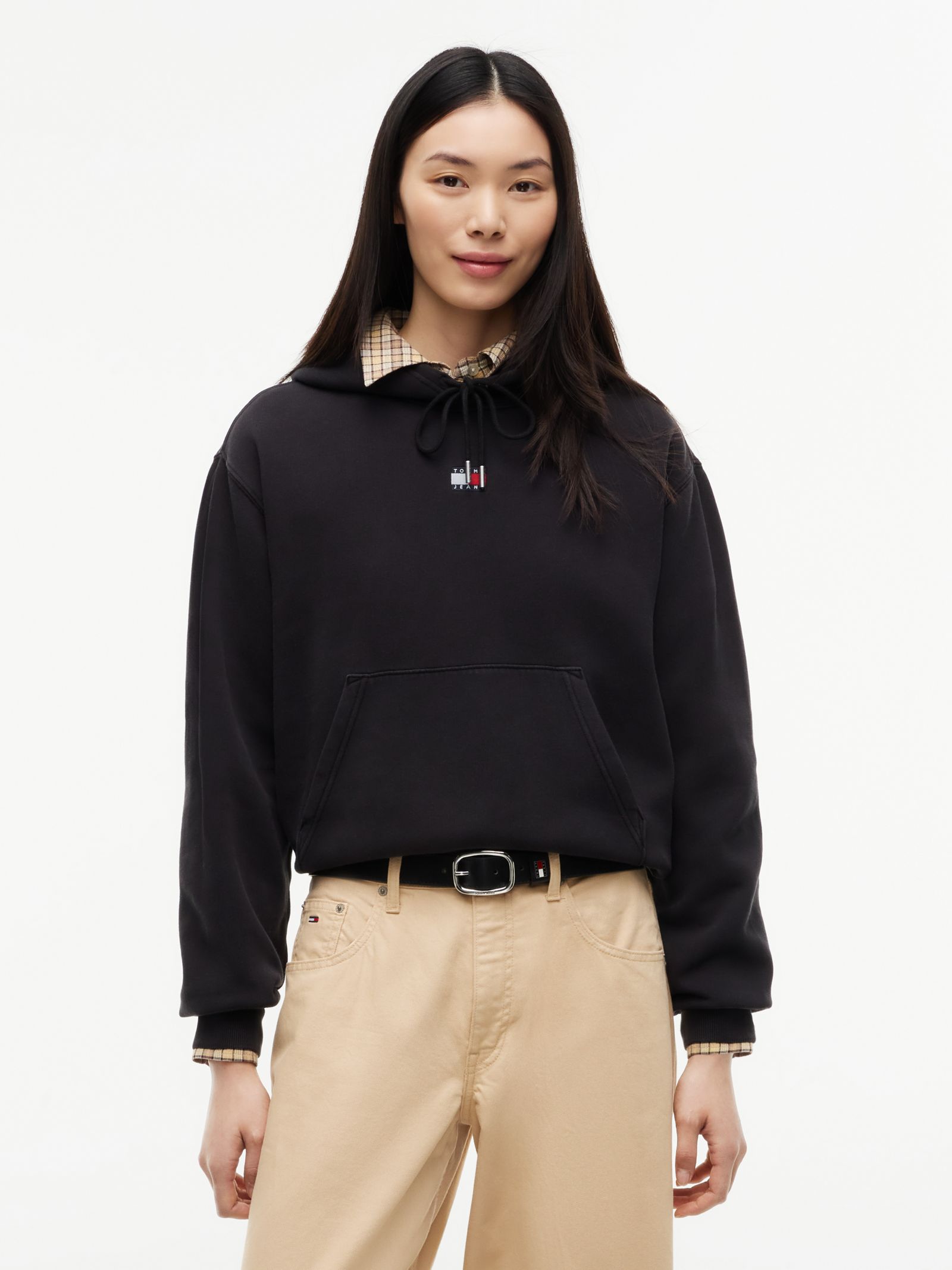 Tommy Jeans Relaxed Fit Hoodie met trekkoord en Tommy Badge in zwart
