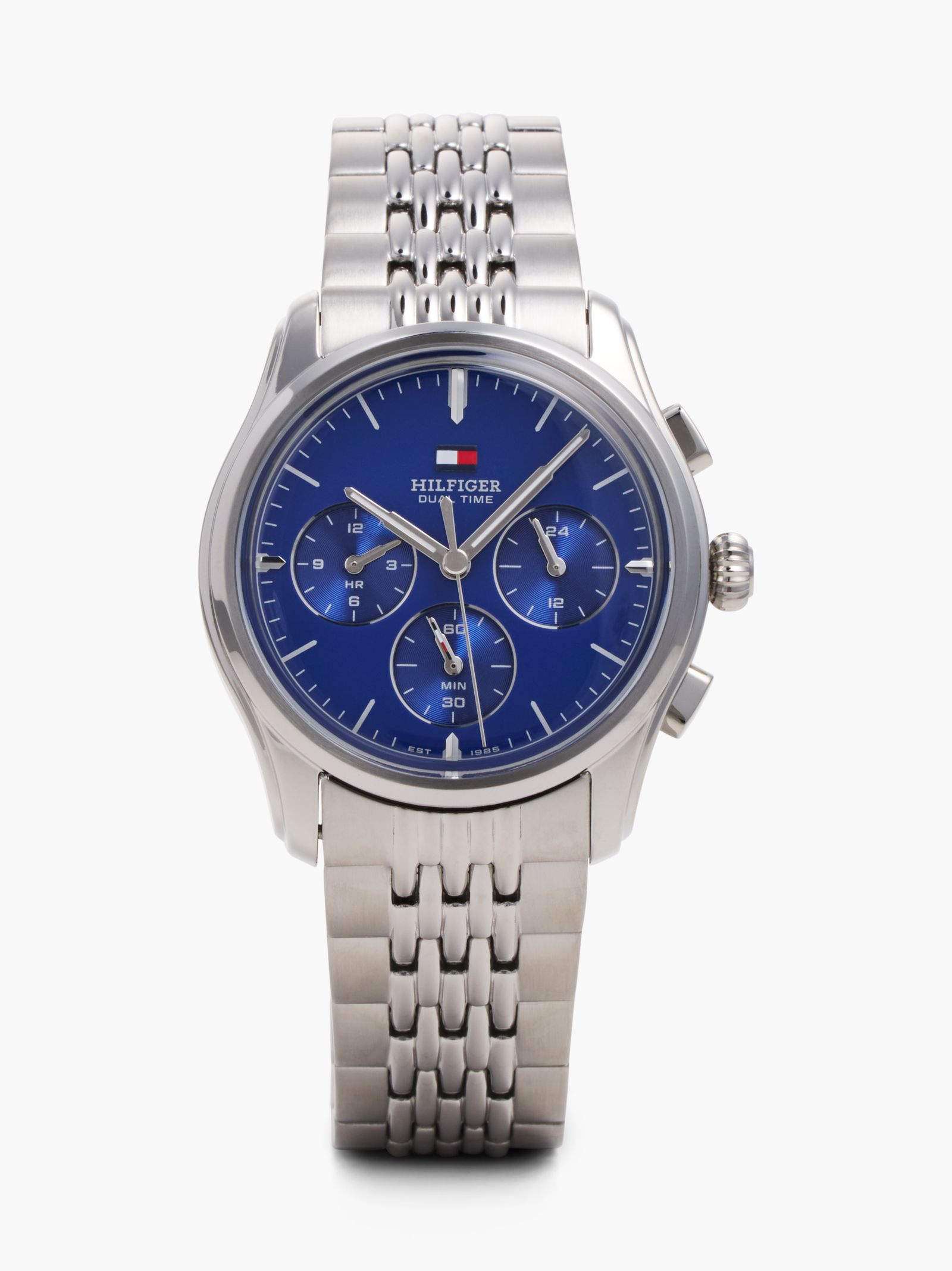 Tommy Hilfiger Chronograafhorloge met blauwe wijzerplaat en roestvrijstalen band