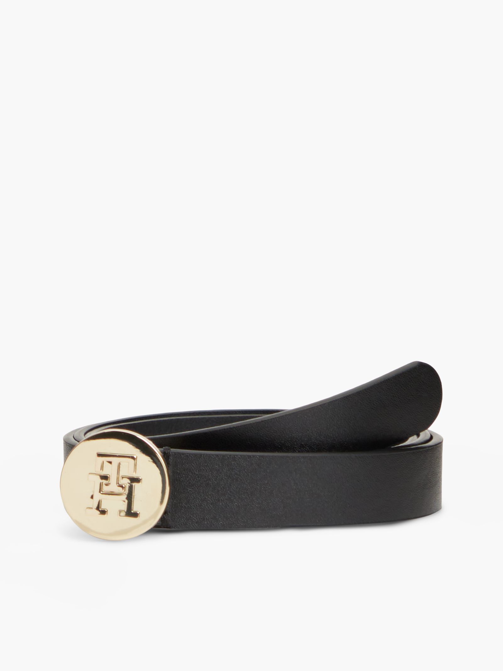Tommy Hilfiger leren riem met metalen TH Monogram in zwart
