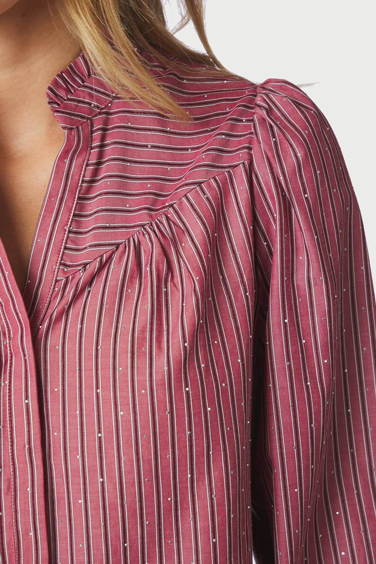 Neo Noir Blouse Astrida Soft Stripe Stone Roze dames