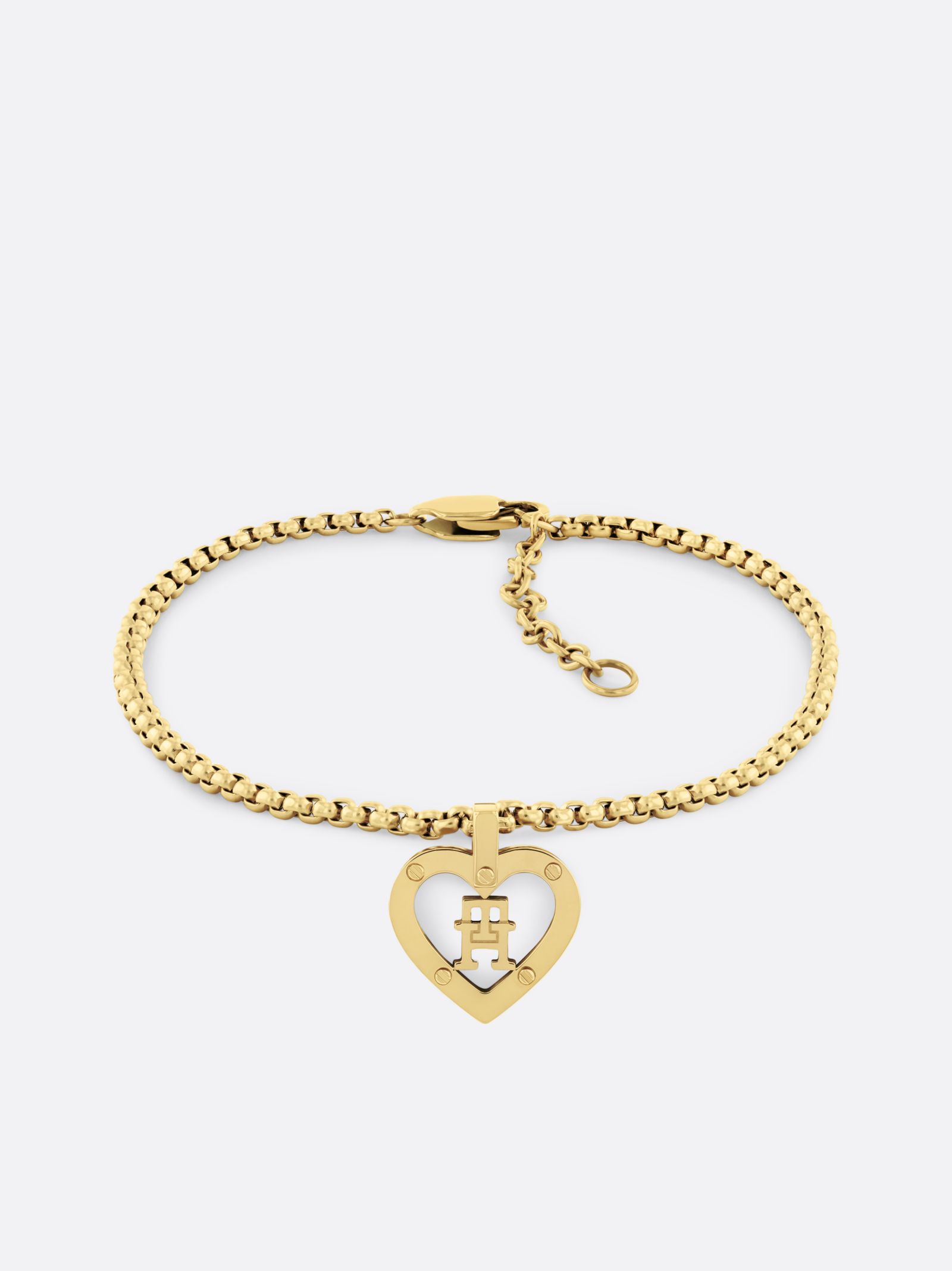 Tommy Hilfiger Vergulde armband met hart en TH Monogram