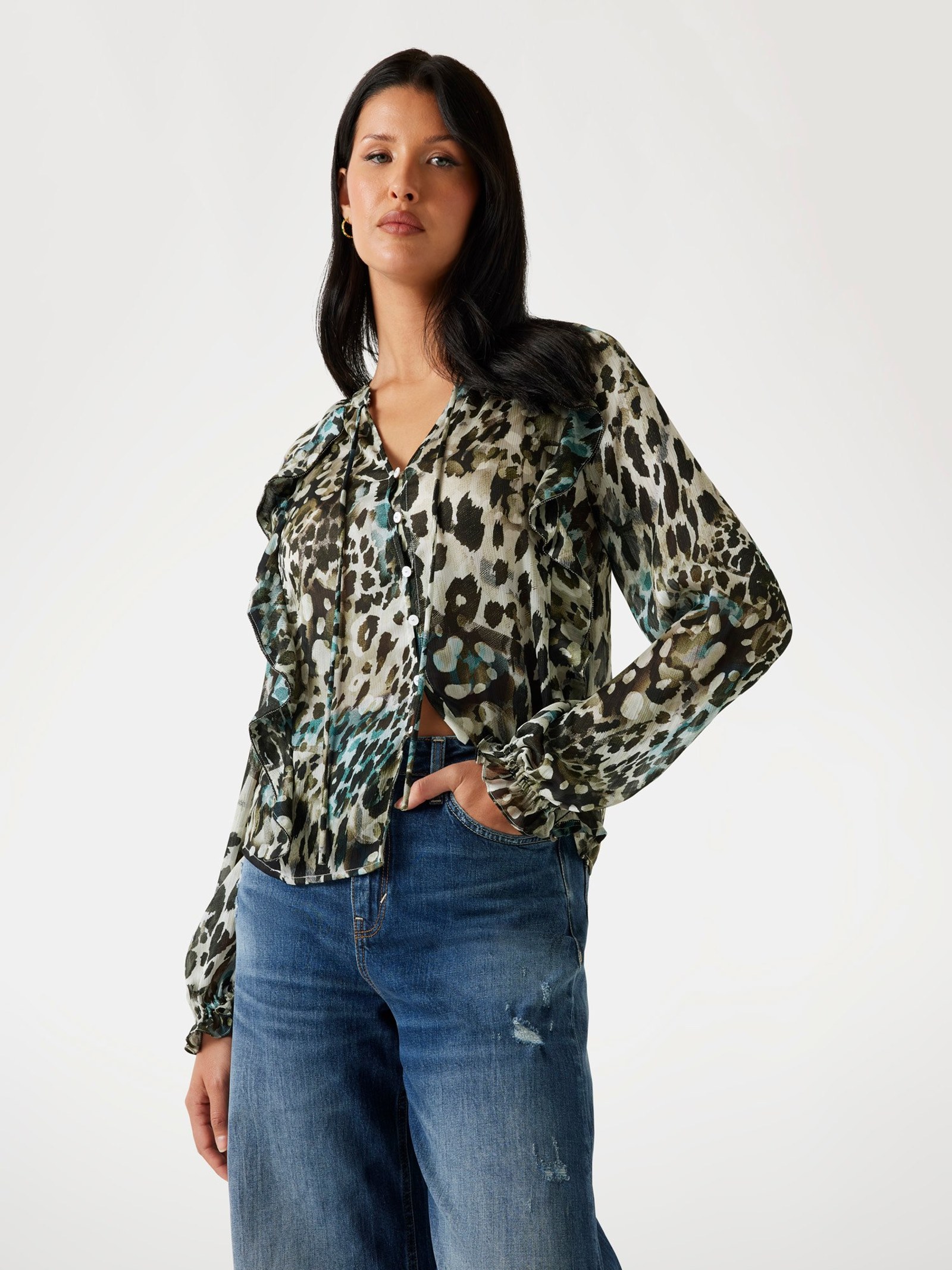 Guess Blouse Met Ruches in multicolor