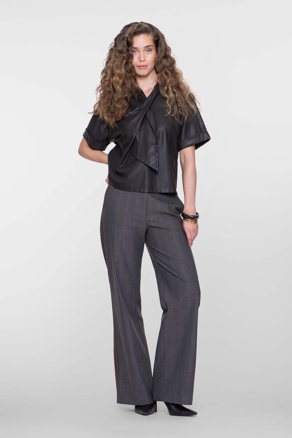 Geisha Broek Pinstripe Tape Bruin dames