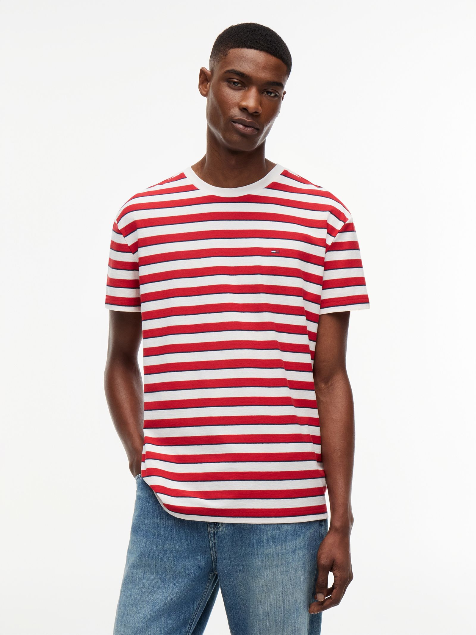 Tommy Jeans gestreept jersey T-Shirt met Tommy vlag
