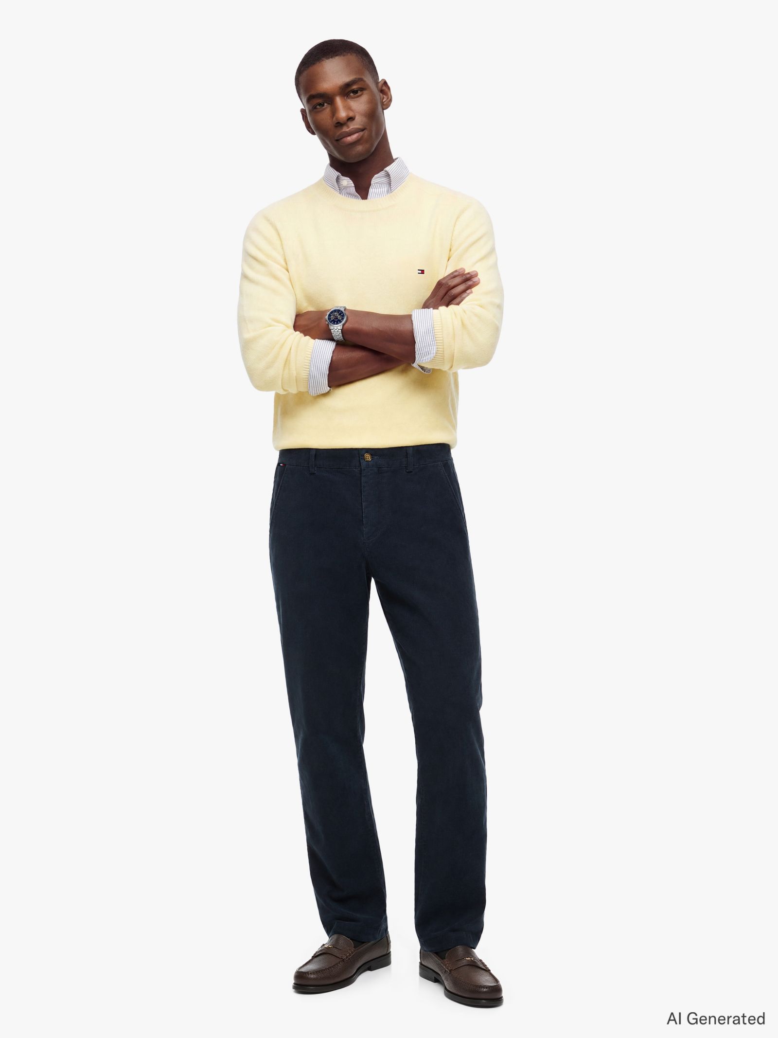 Tommy Hilfiger Denton Slim Straight Chino van fijne corduroy in marine