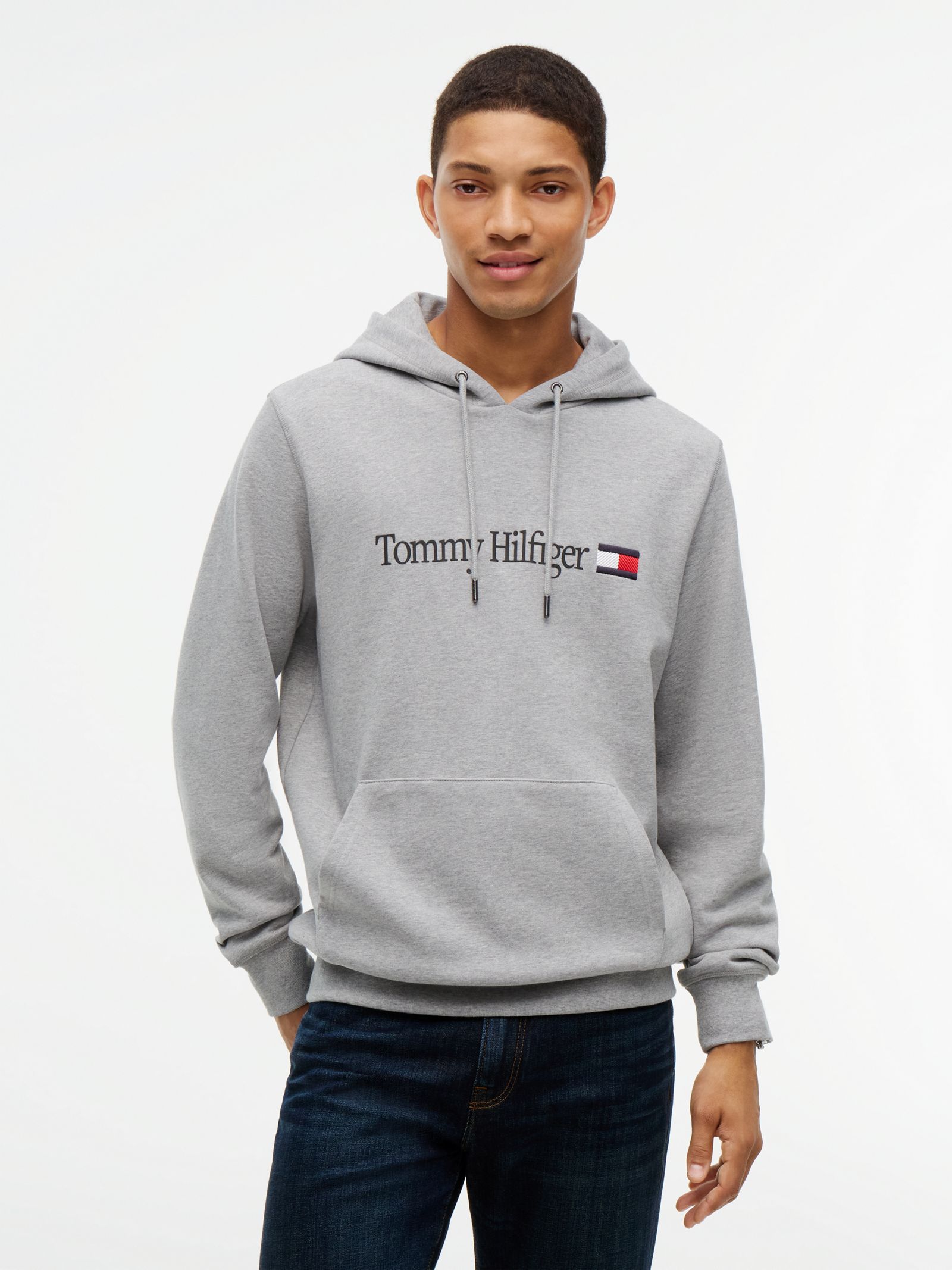 Tommy Hilfiger Terry Hoodie met trekkoord en logo in grijs