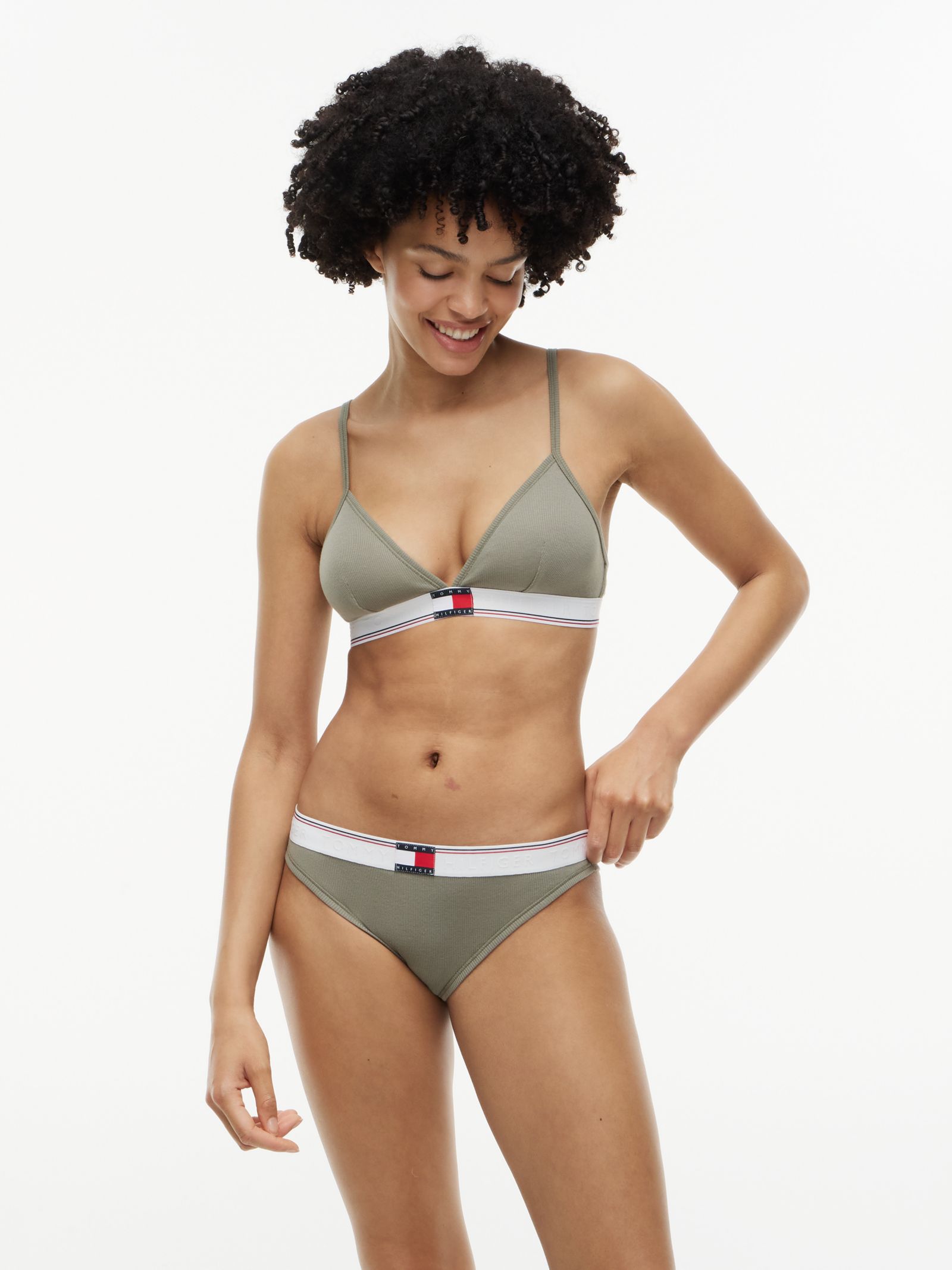 Tommy Hilfiger Heritage geribde slip met vlaglogo in groen
