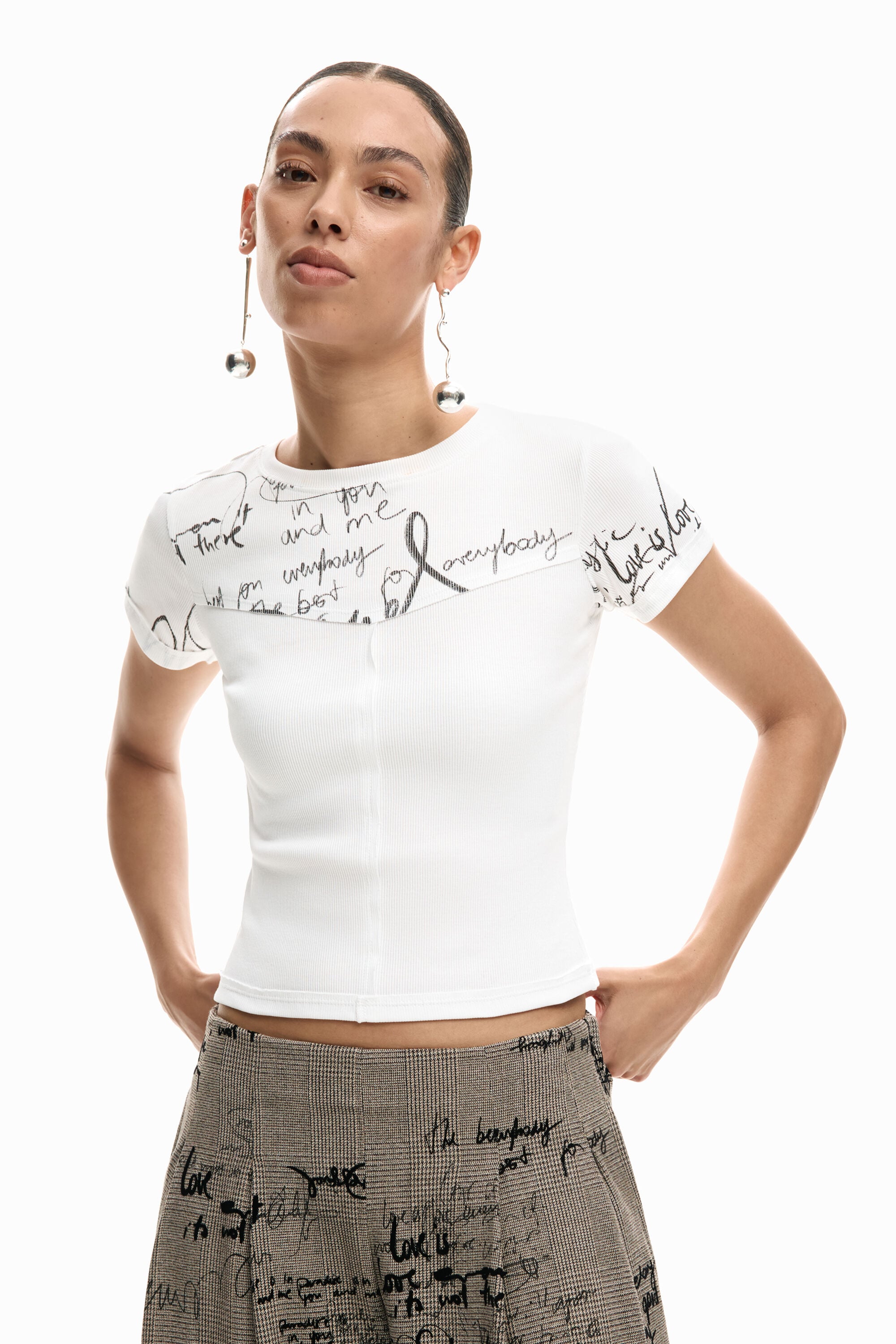 Desigual Geribd t-shirt met lettering