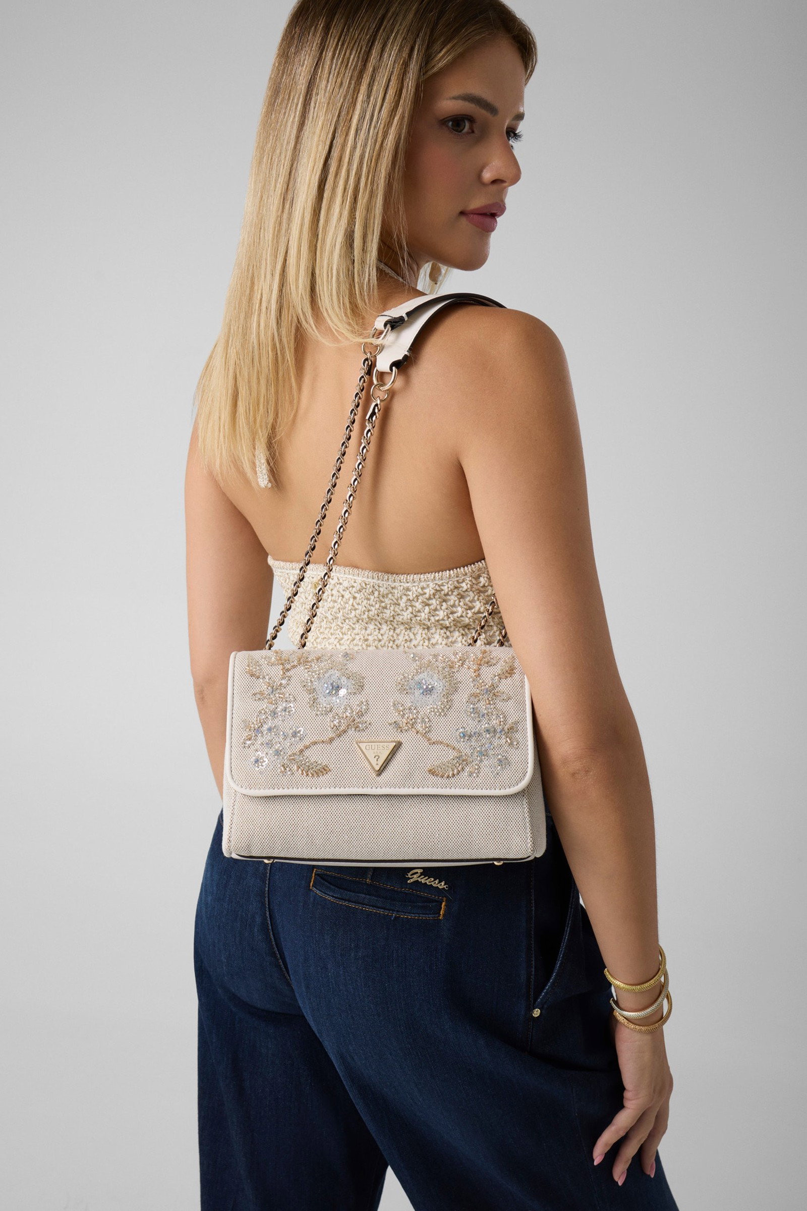 Guess Giully Mini Tas in beige
