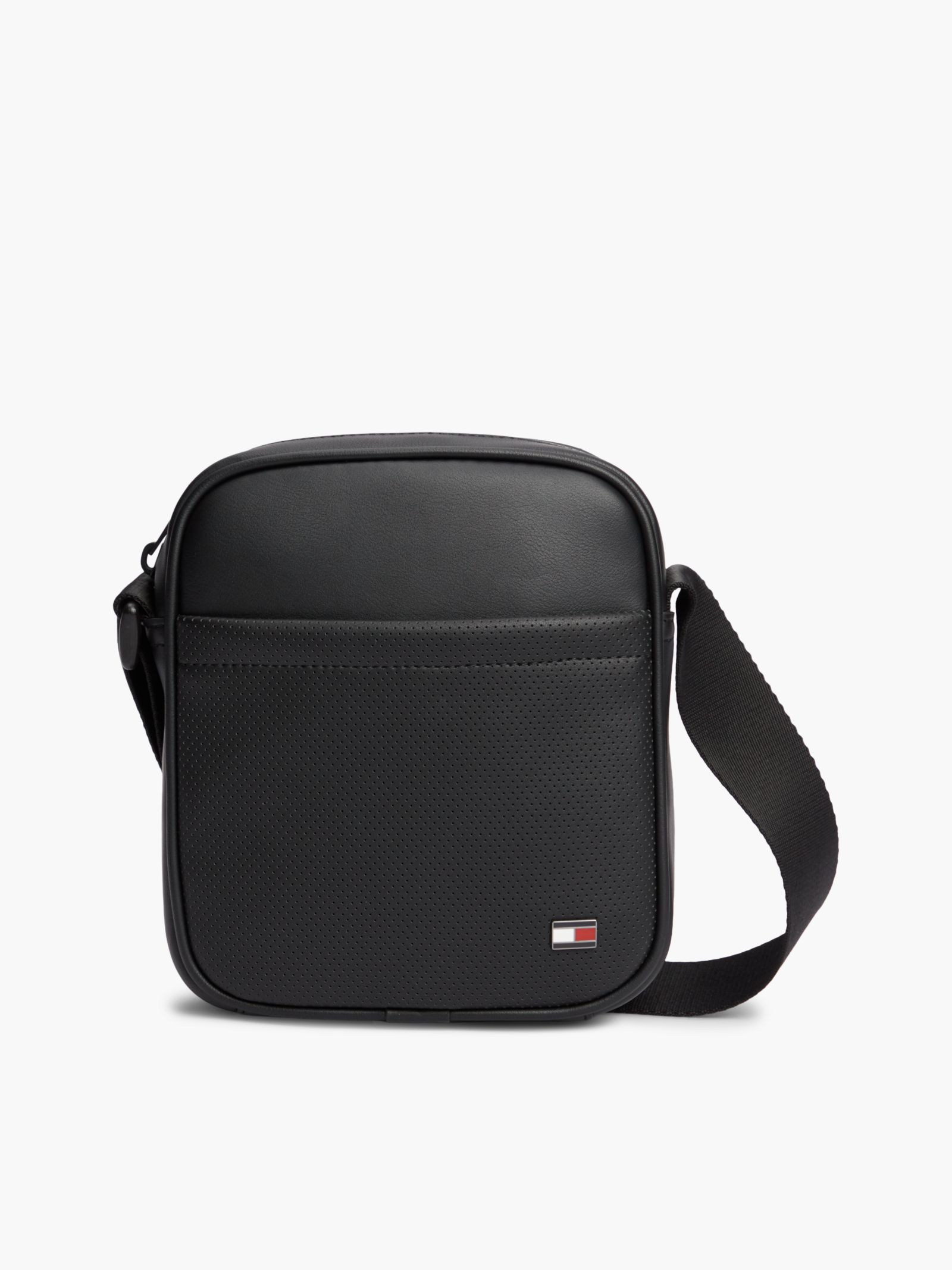 Tommy Hilfiger Geperforeerde crossbody reportertas met emaille vlag