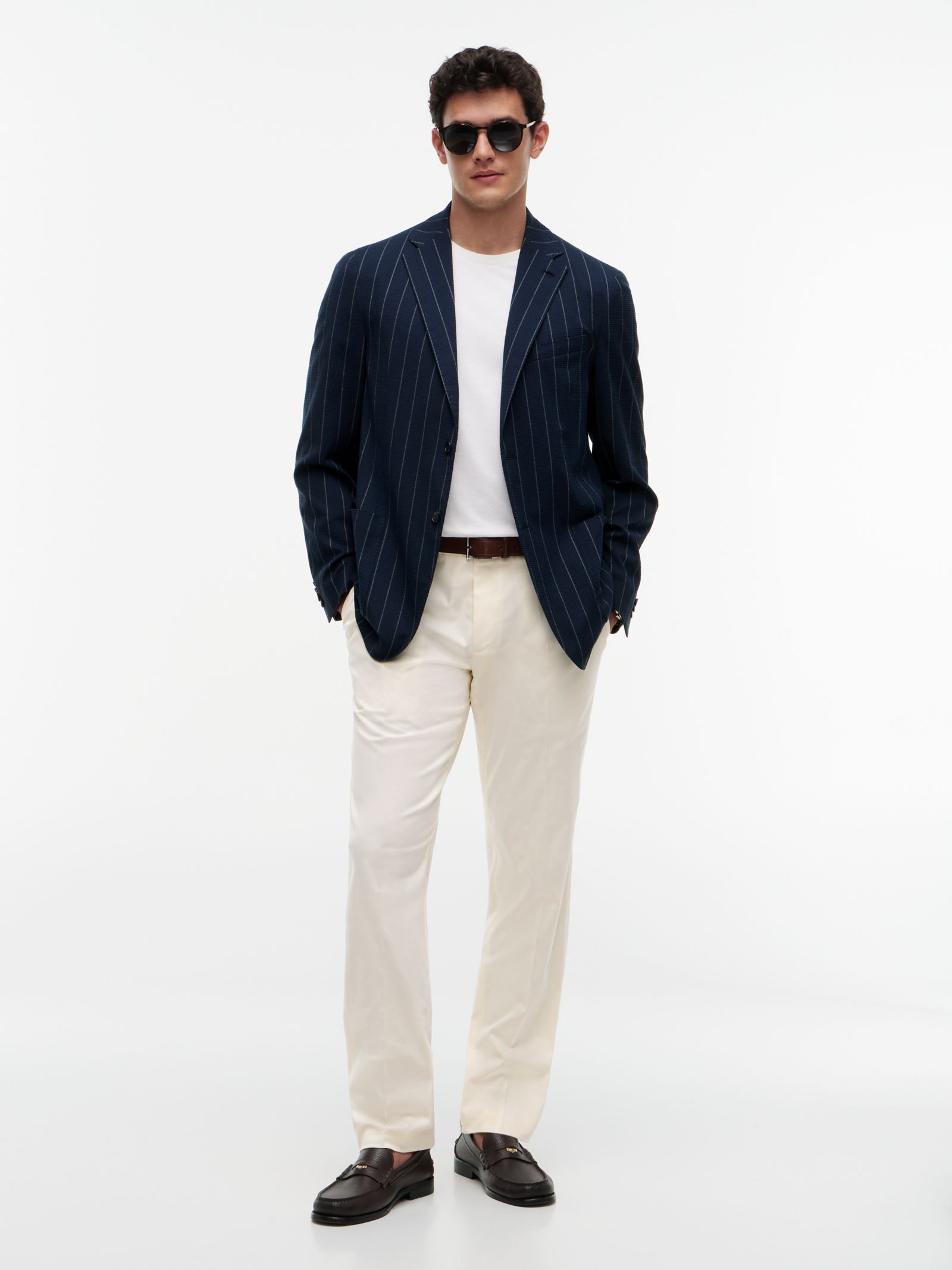 Tommy Hilfiger TH Flex Regular Fit Seersucker Blazer met krijtstreep