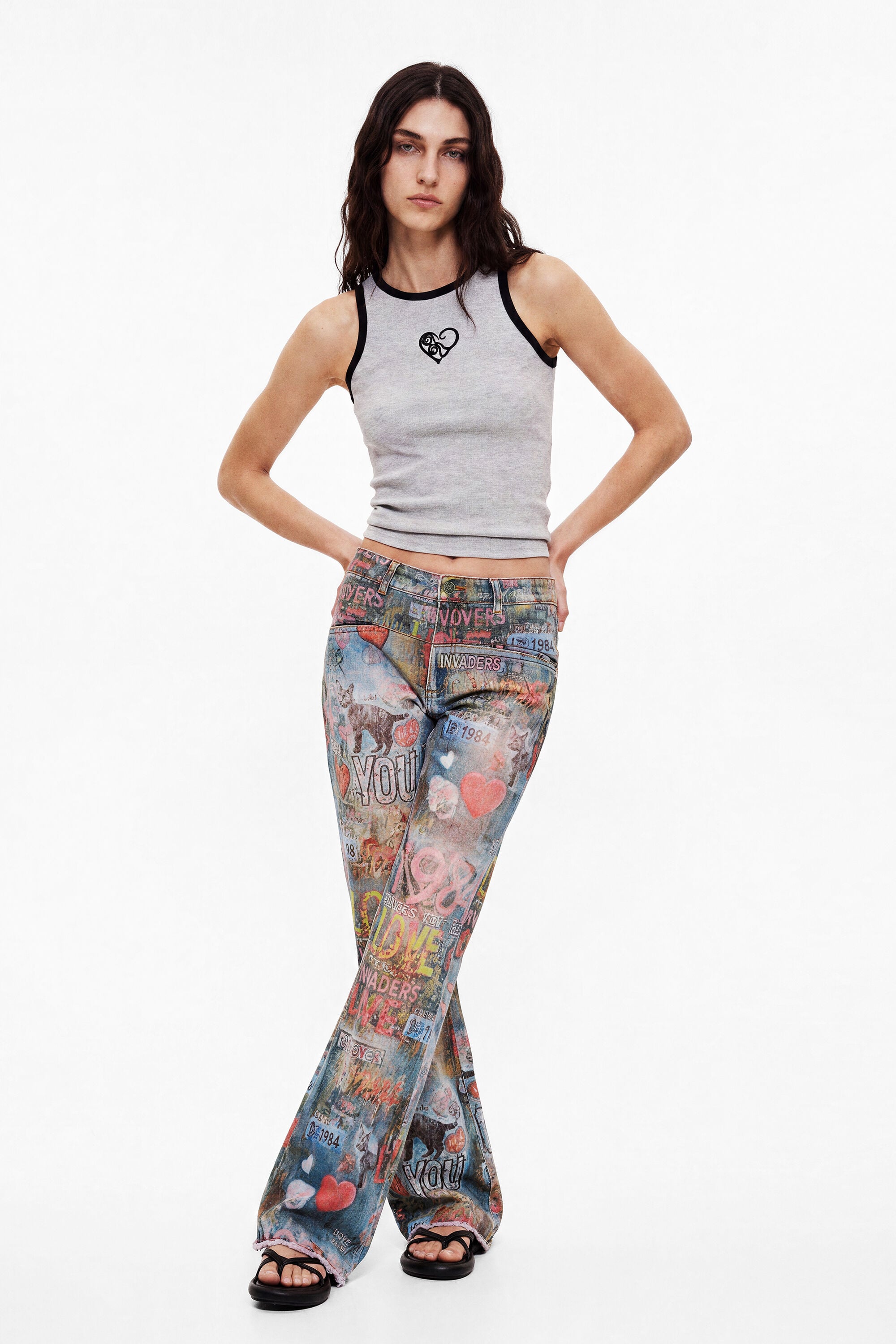 Desigual Bedrukte Flared Spijkerbroek in multicolor