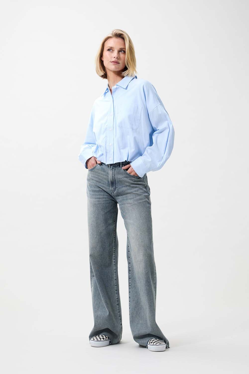 Catwalk Junkie Blouse Tuck in Blauw dames