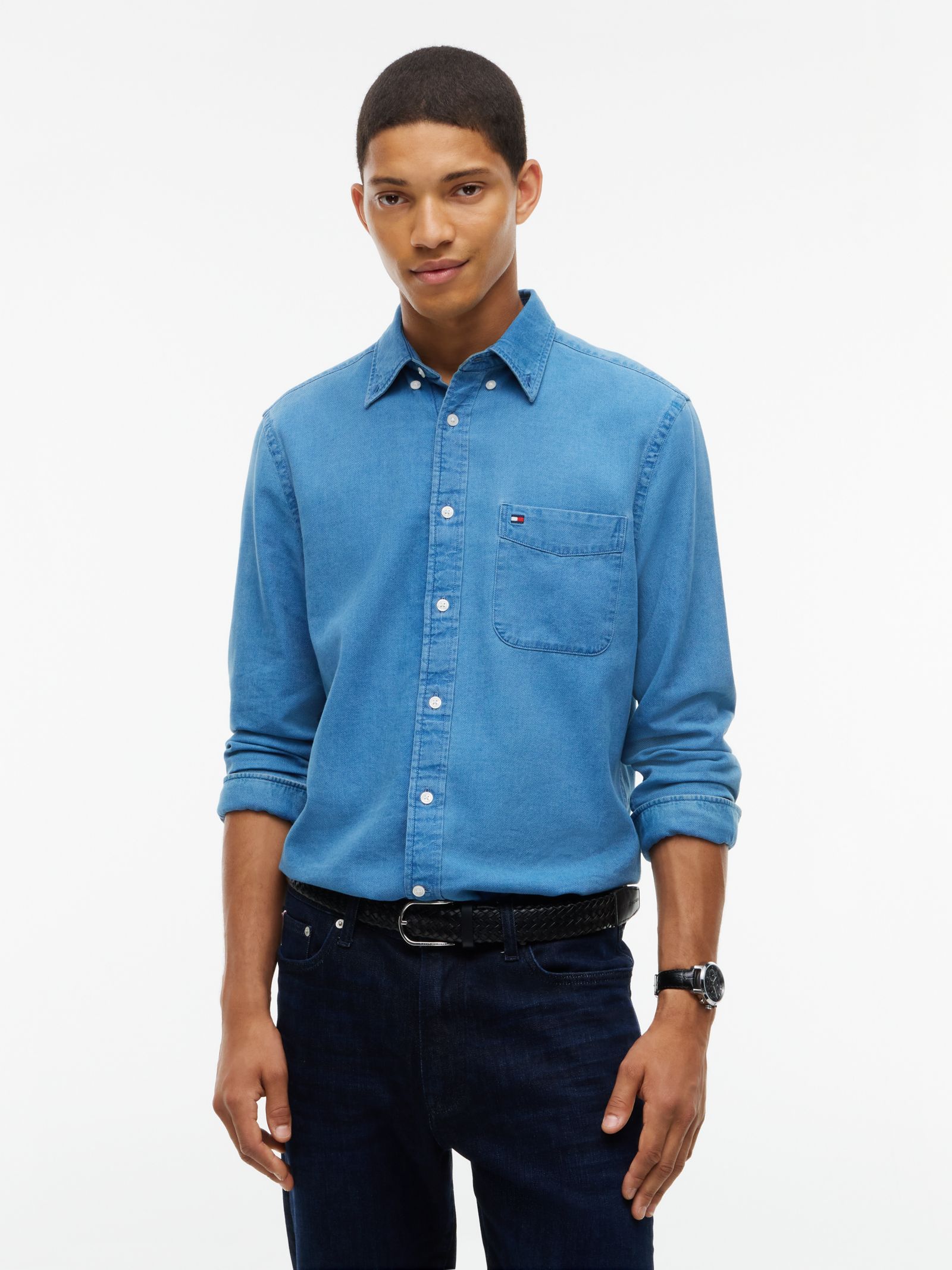 Tommy Hilfiger regular fit dobby denim overhemd