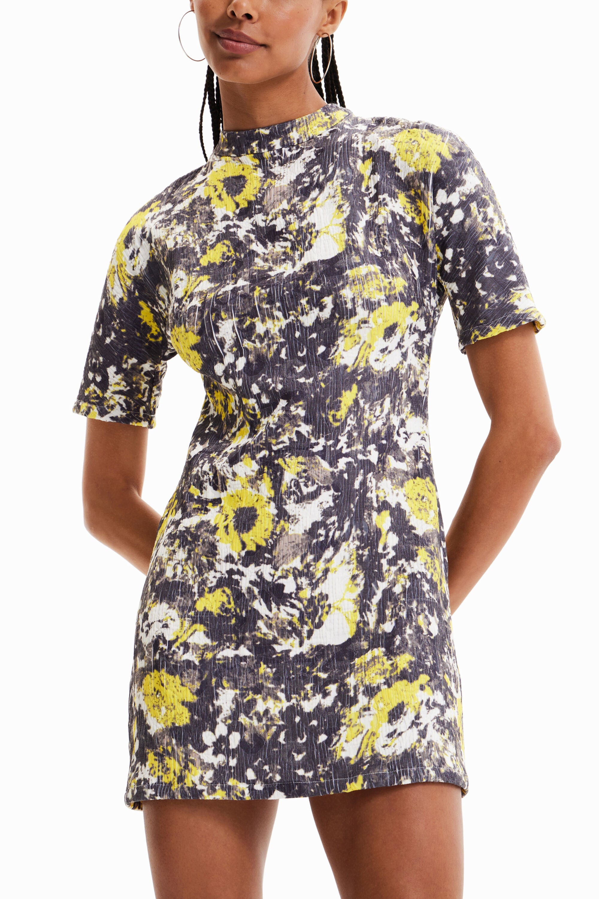 Desigual Korte gebreide jurk met minerale print