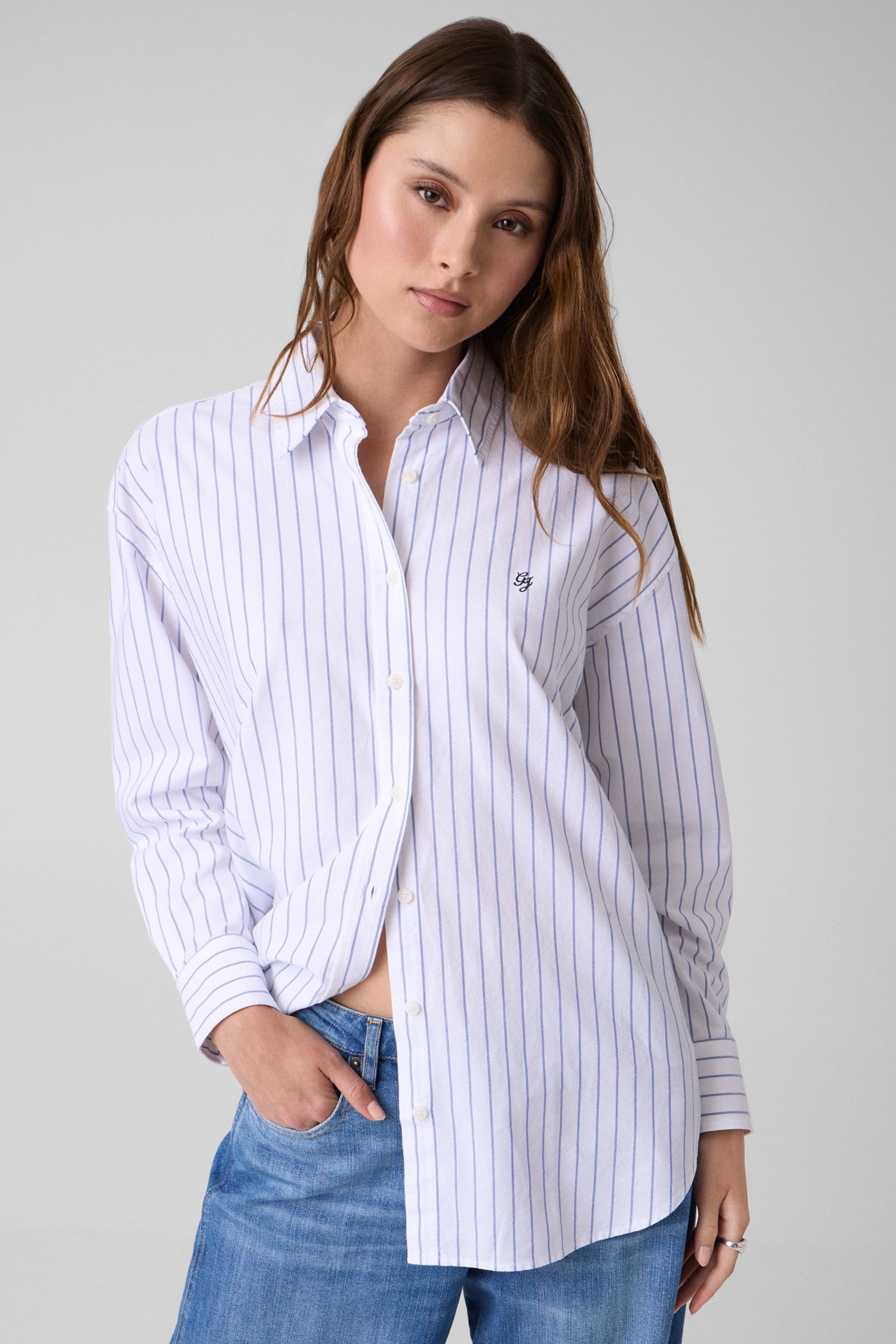 Guess Oversized Oxford-Overhemd in wit
