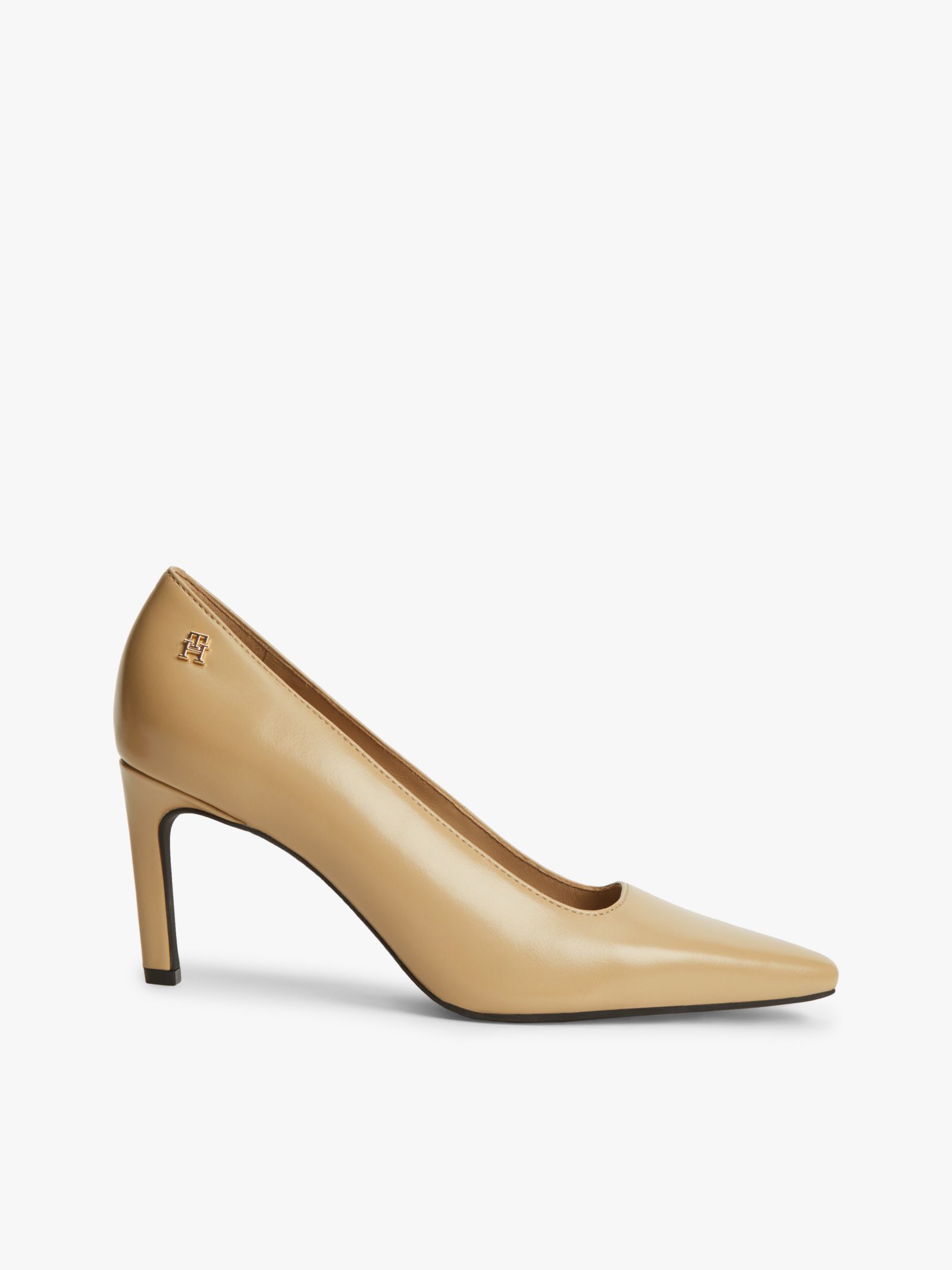 Tommy Hilfiger TH Monogram leren pump met hoge hak in beige