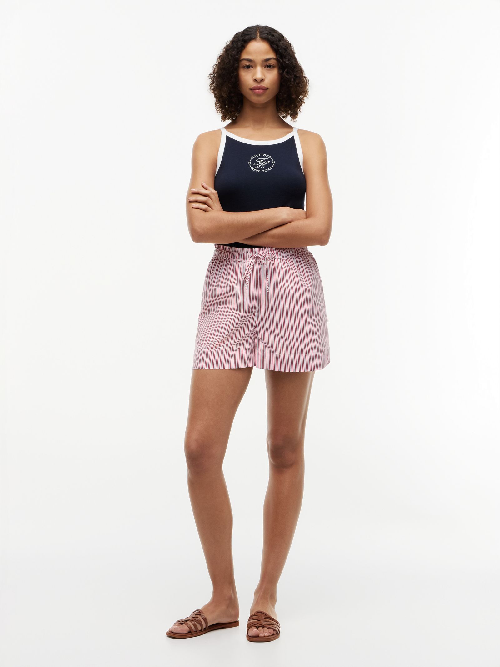 Tommy Hilfiger relaxed poplin pull on short in rood
