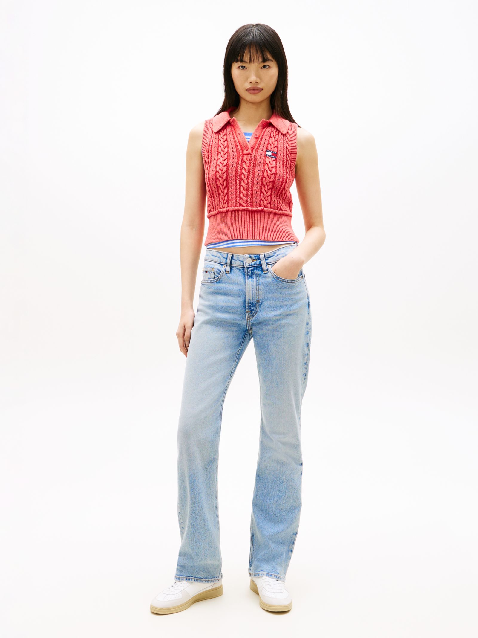 Tommy Jeans medium rise bootcut jeans met fading