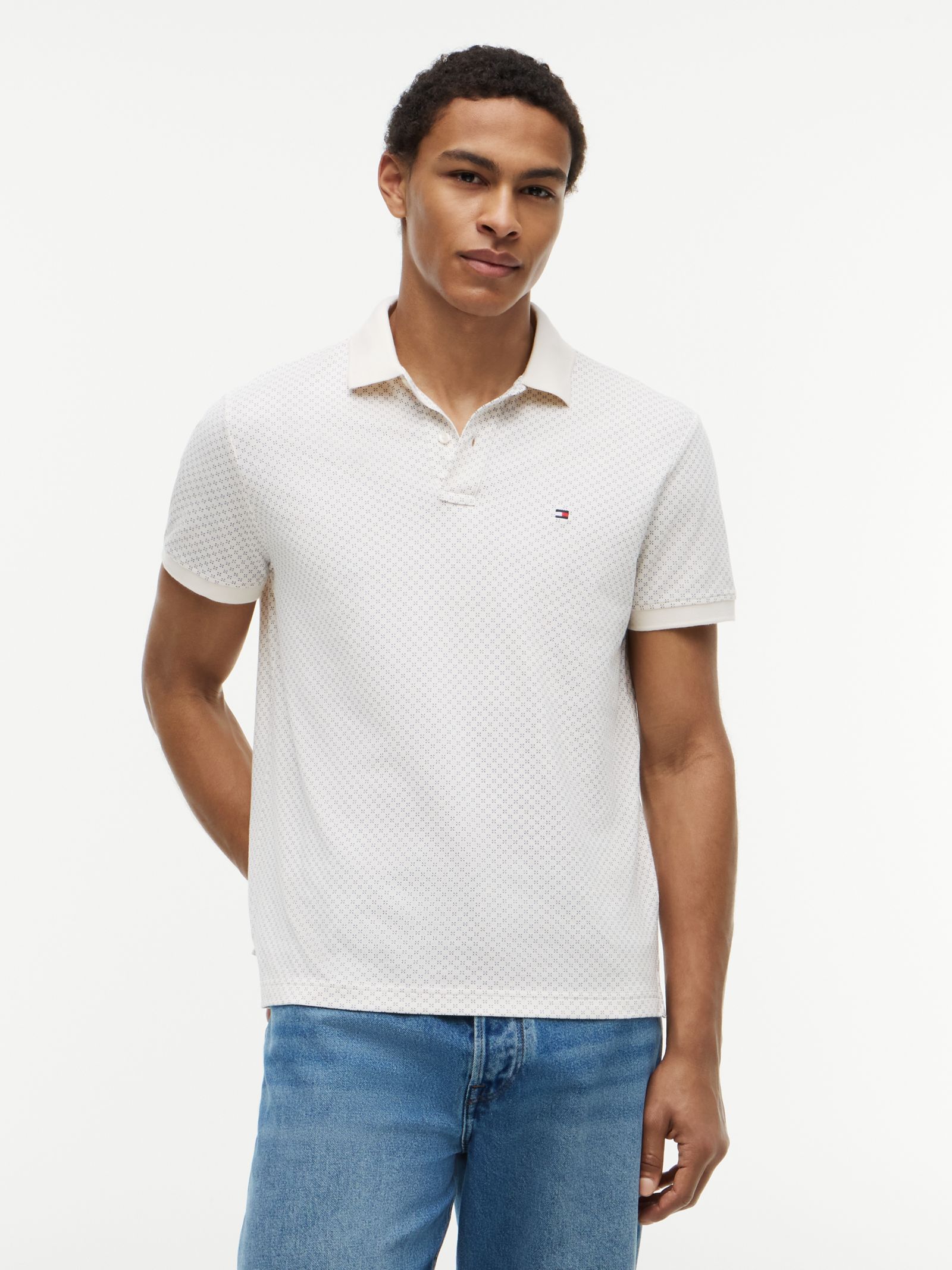 Tommy Hilfiger Regular fit poloshirt met geometrische print in wit