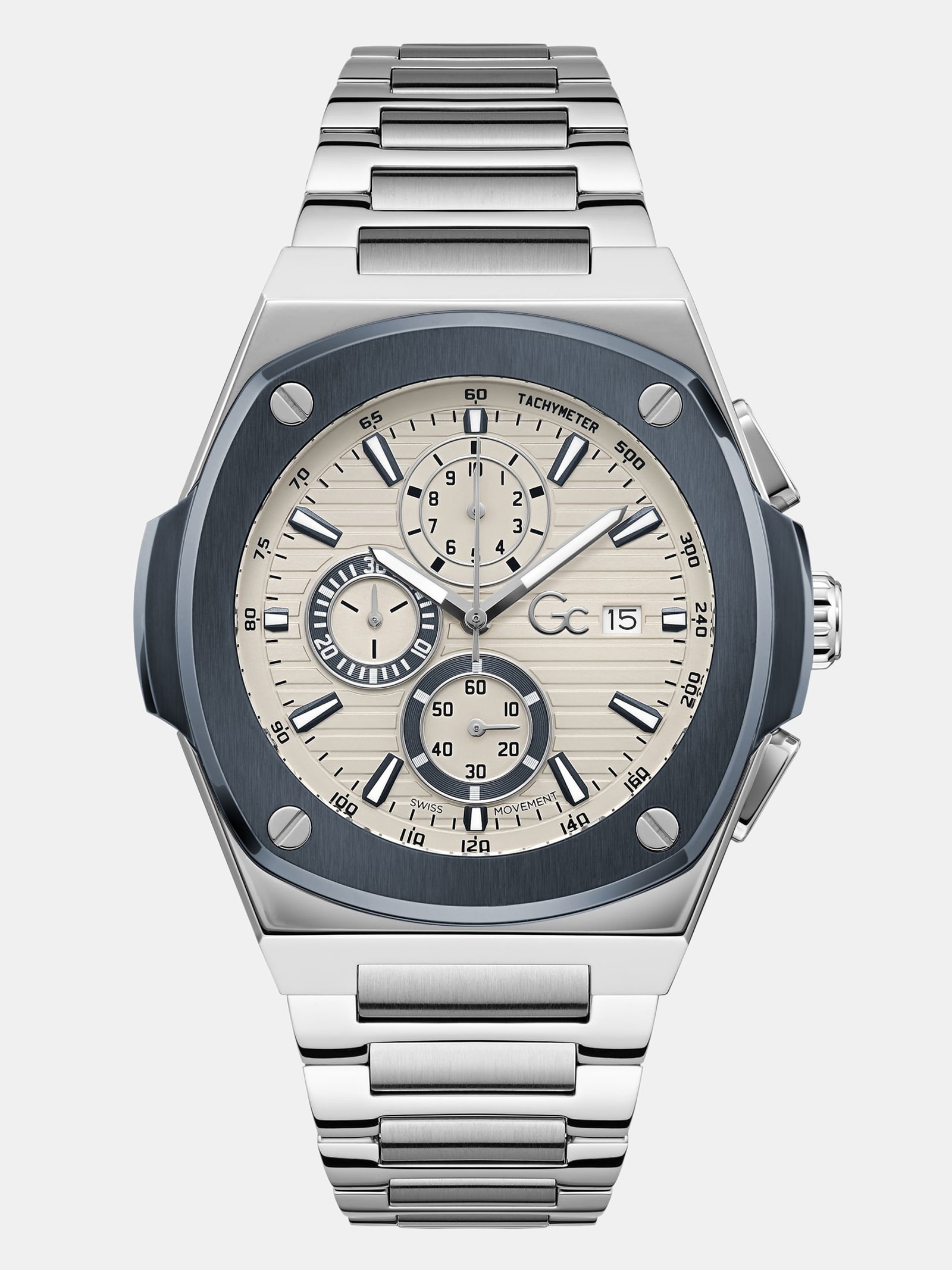 Guess Gc Horloge Van Roestvrij Staal 44 Mm in zilver