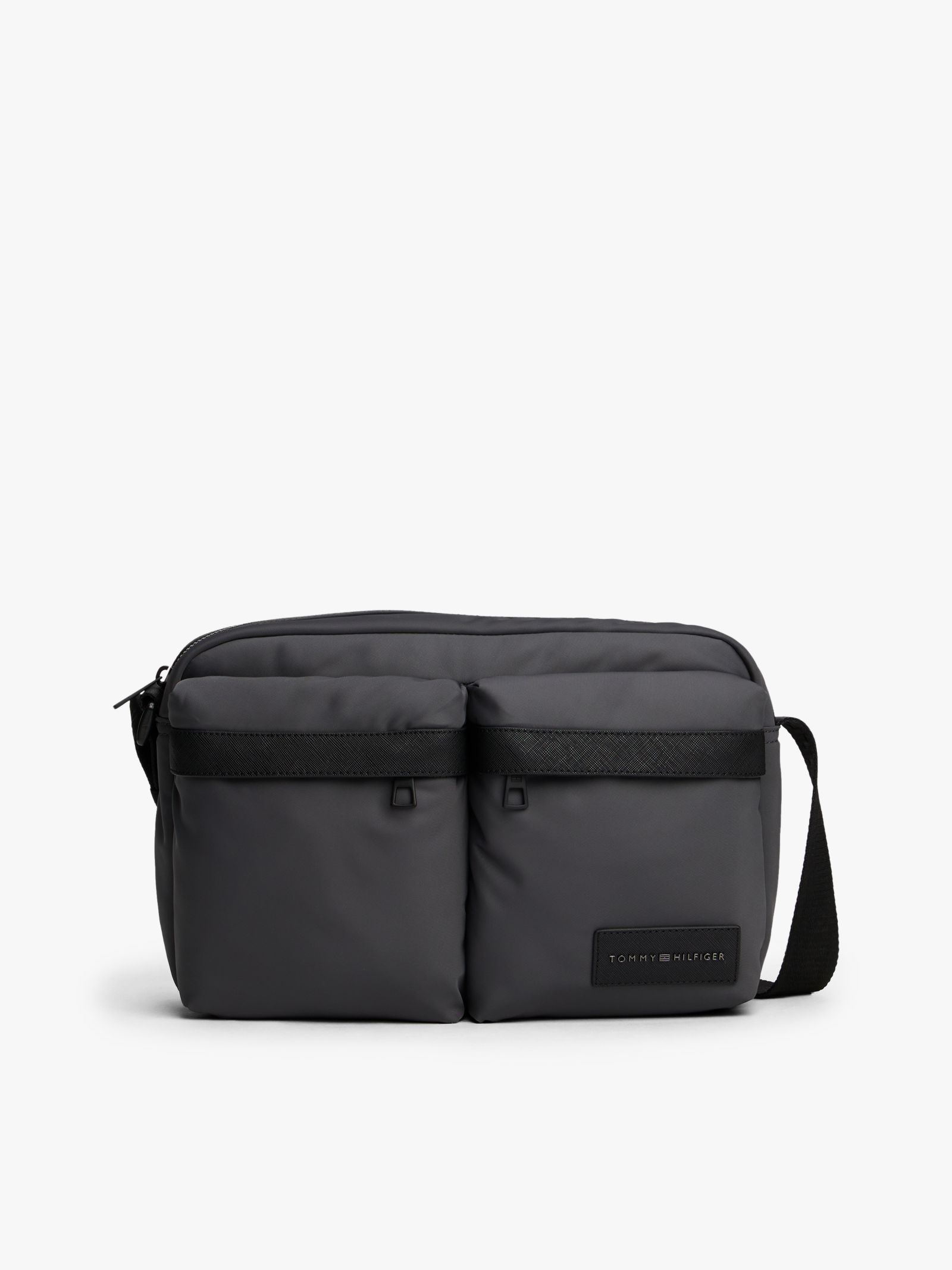 Tommy Hilfiger Crossbody Reportertas met logopatch in grijs