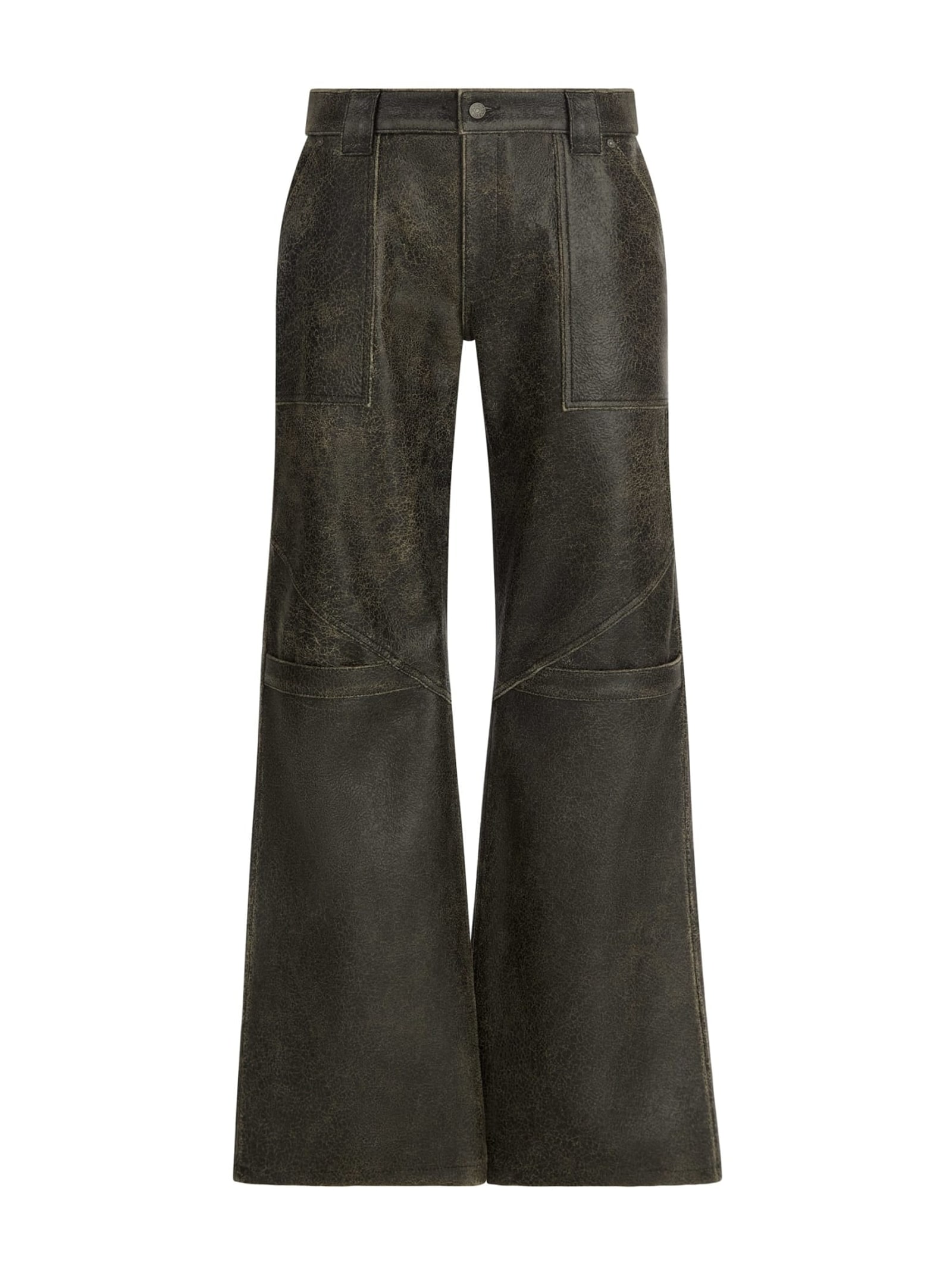 Guess Broek Van Craquelé-Leer Met Wijde Pijpen
