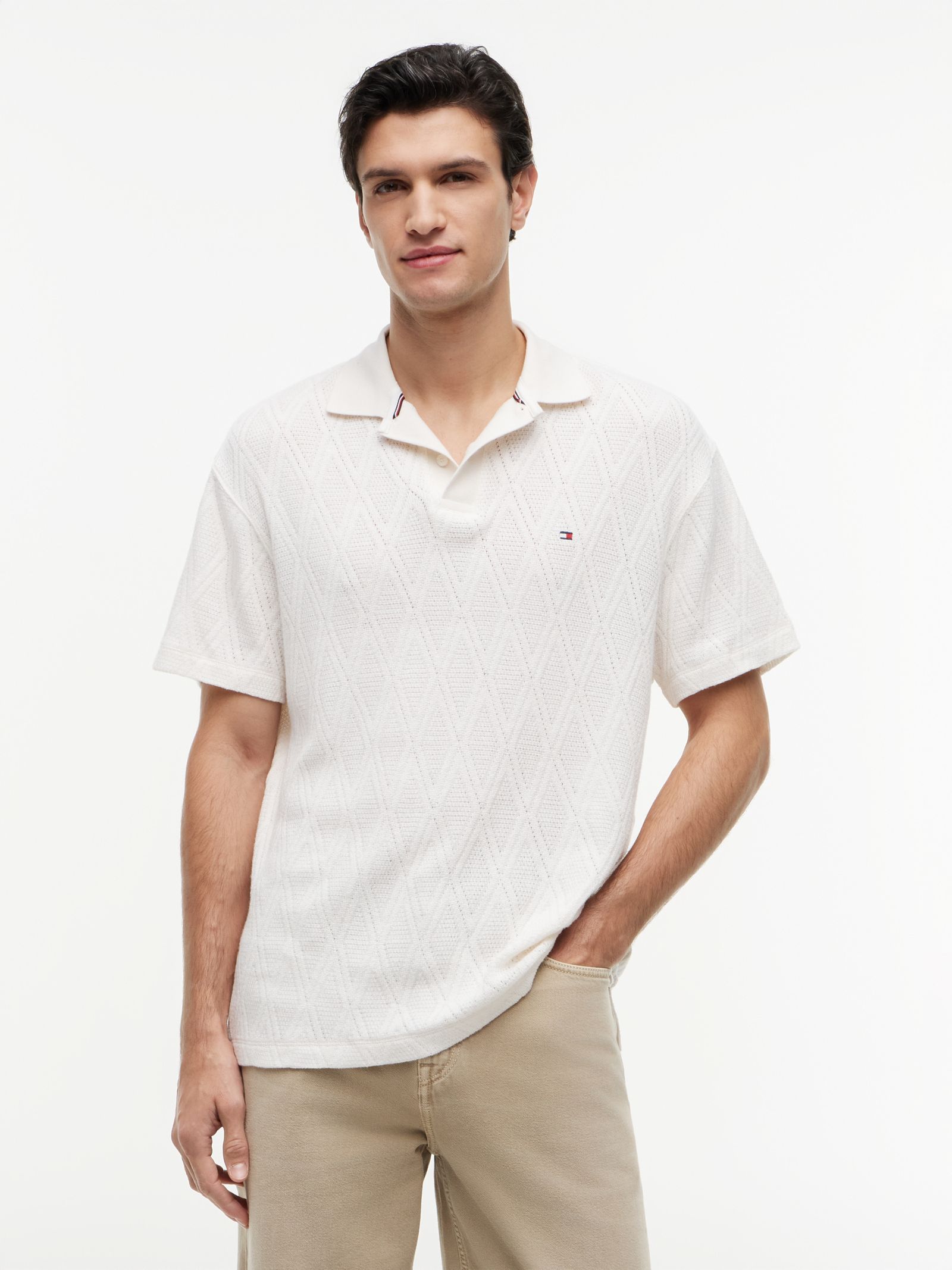 Tommy Hilfiger Classic fit jacquard poloshirt in wit
