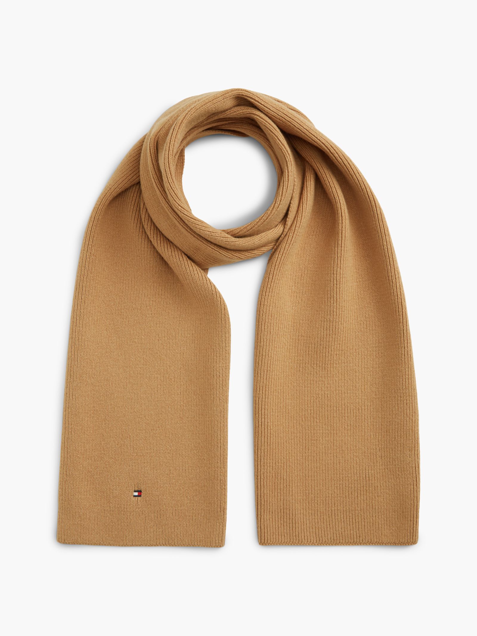 Tommy Hilfiger Gebreide sjaal met wol en Hilfiger vlag in beige