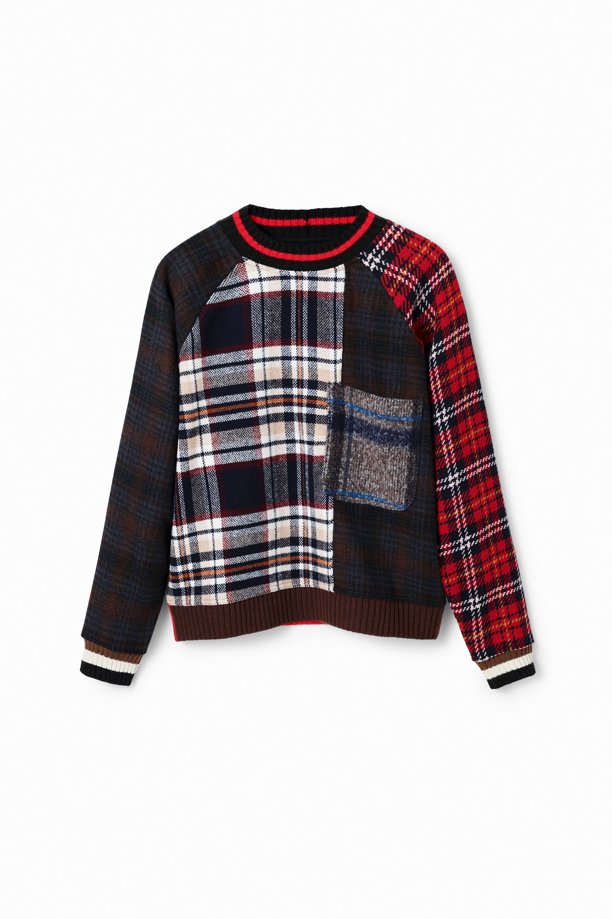 Desigual Wollen sweatshirt met Schotse ruiten