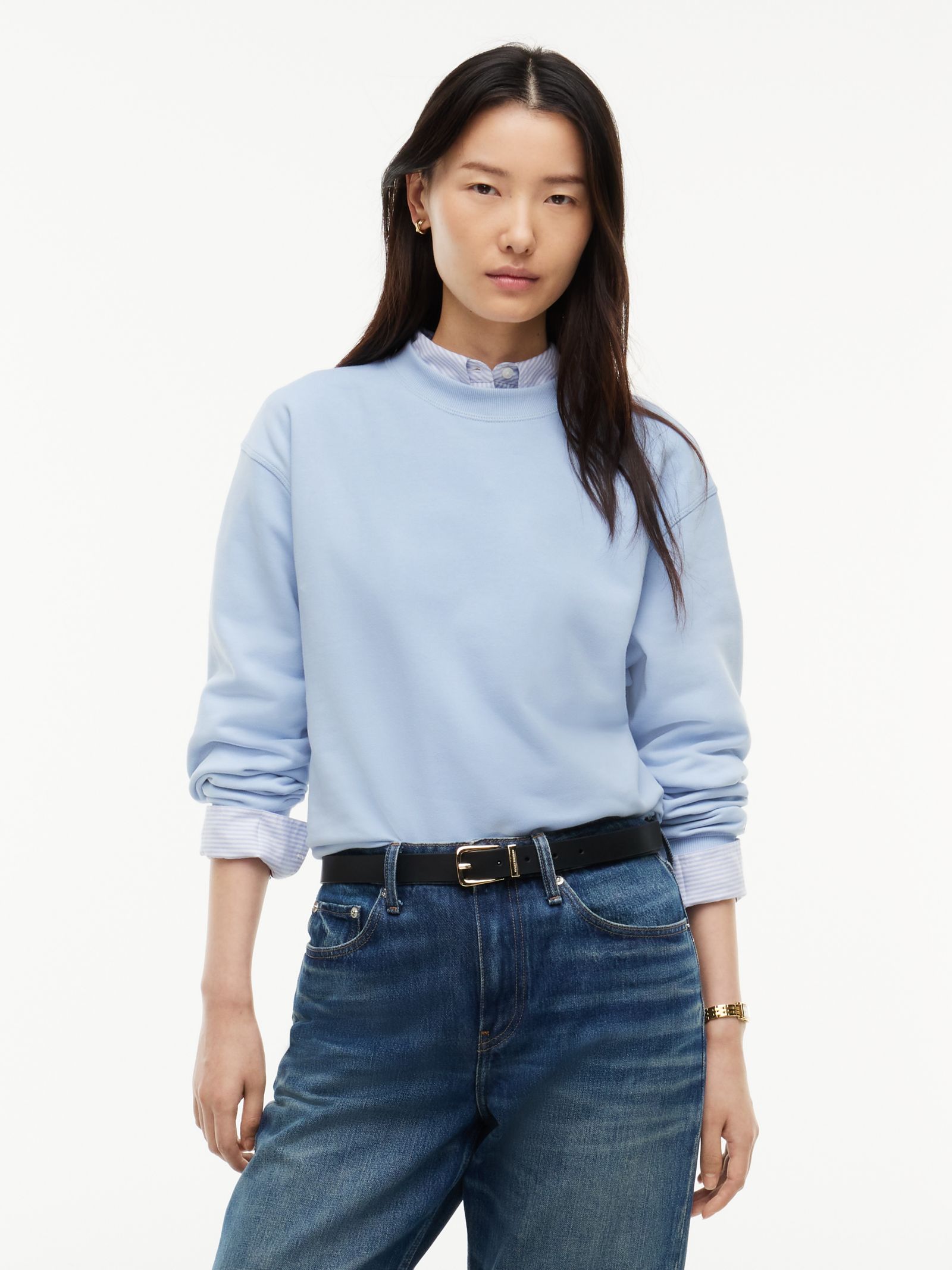 Tommy Hilfiger sweatshirt met ronde hals en tonaal logo in blauw