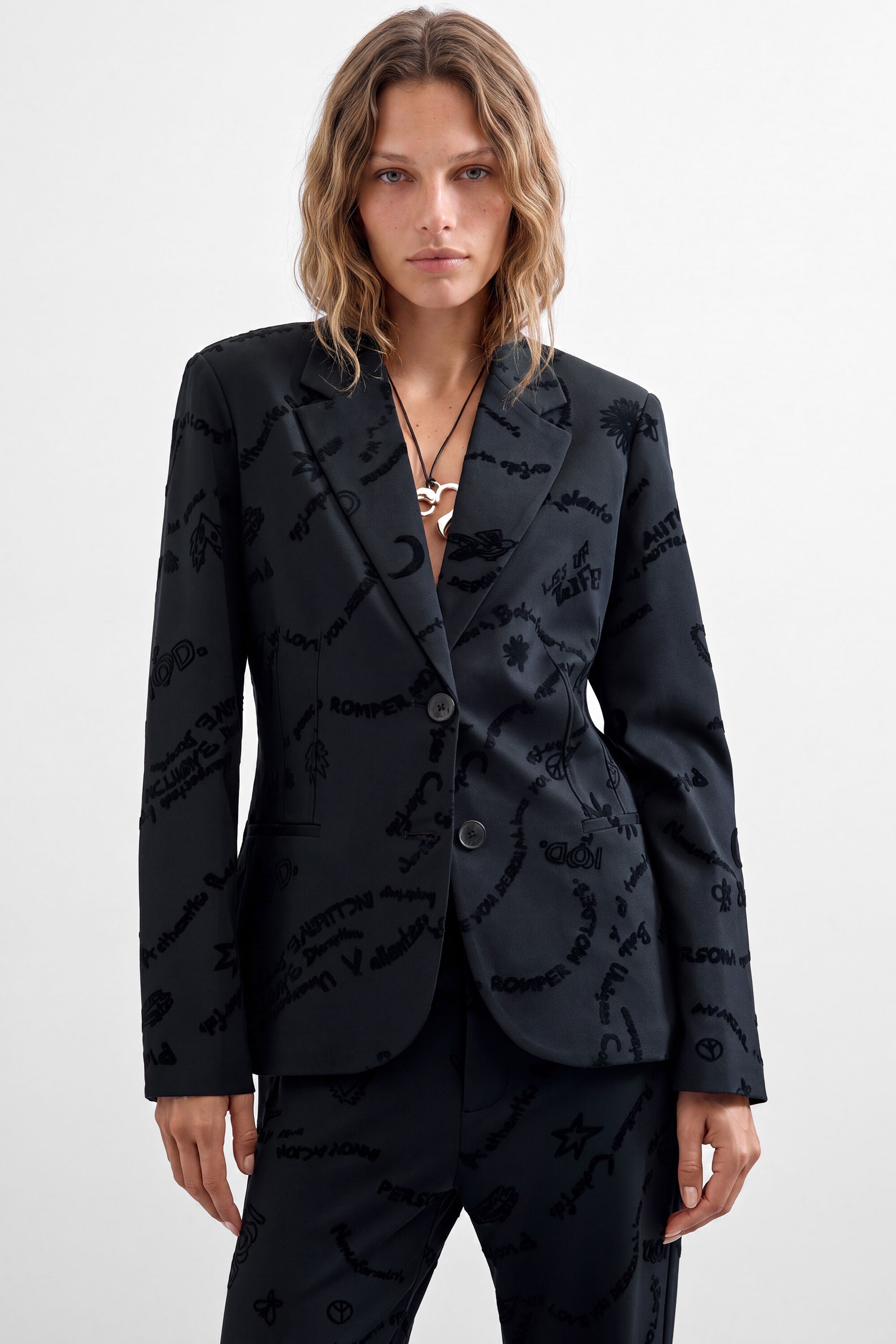 Desigual Fluwelen blazer in zwart