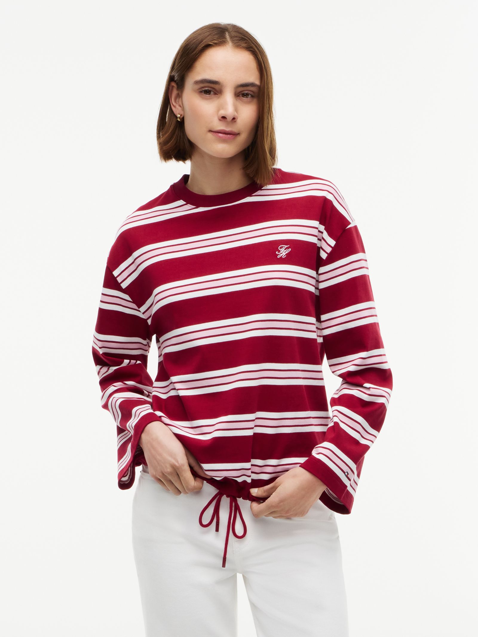 Tommy Hilfiger T-shirt met rugbystreep en lange mouwen