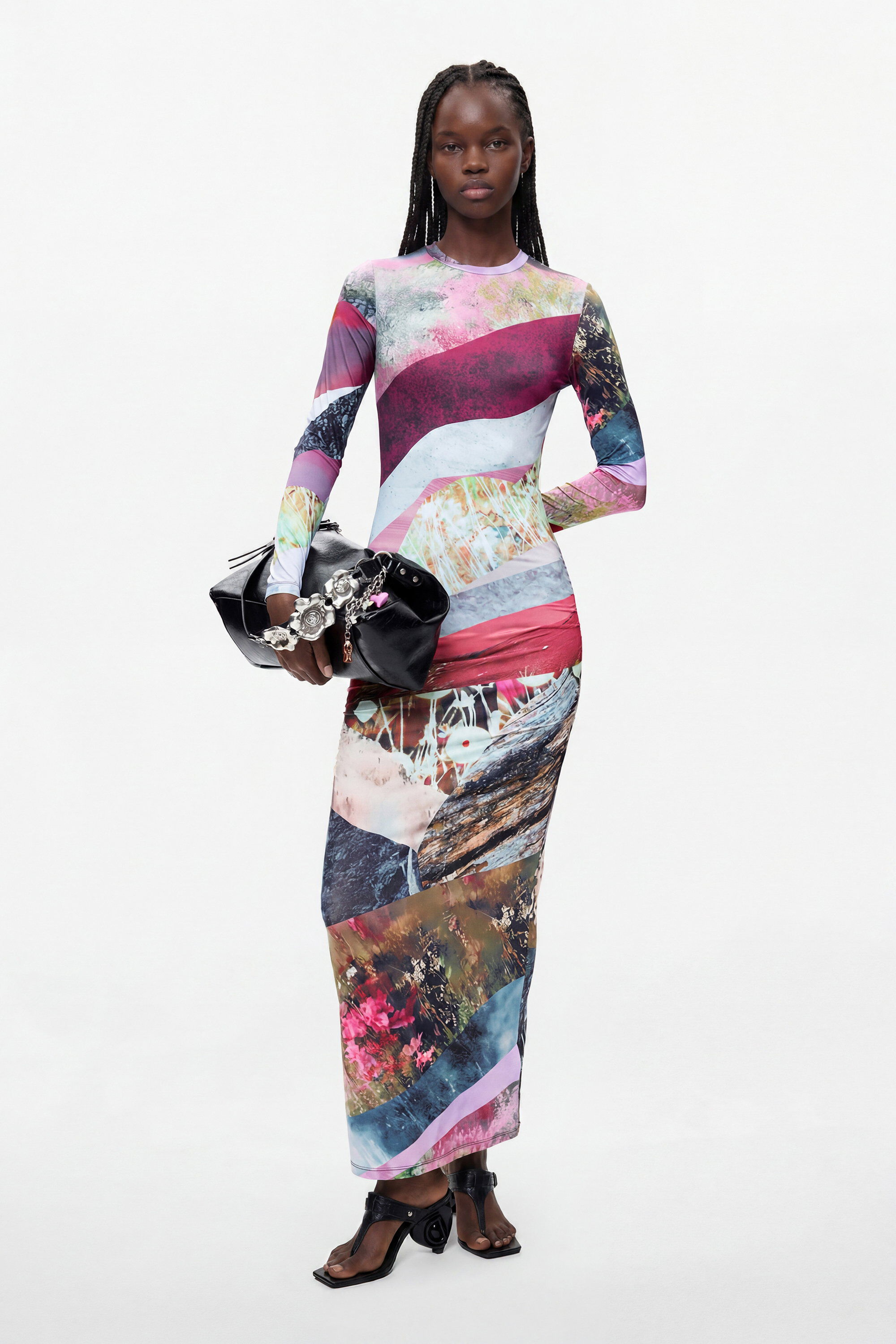 Desigual Gebreide jurk met lange mouwen in multicolor