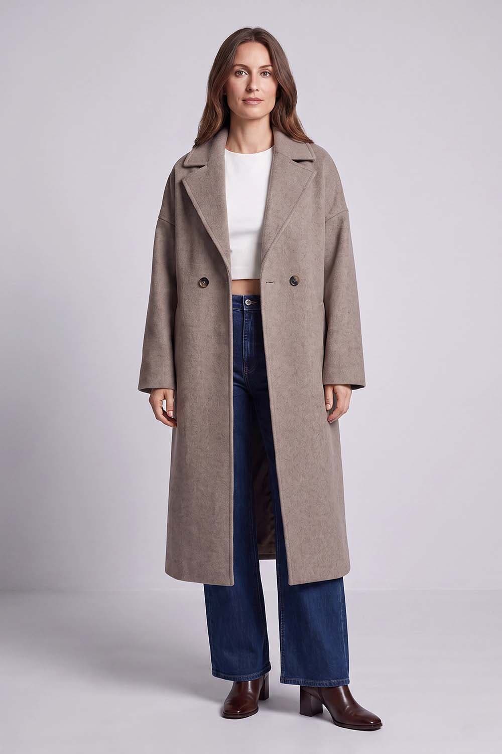 Covered Jas Wol Mani Beige dames
