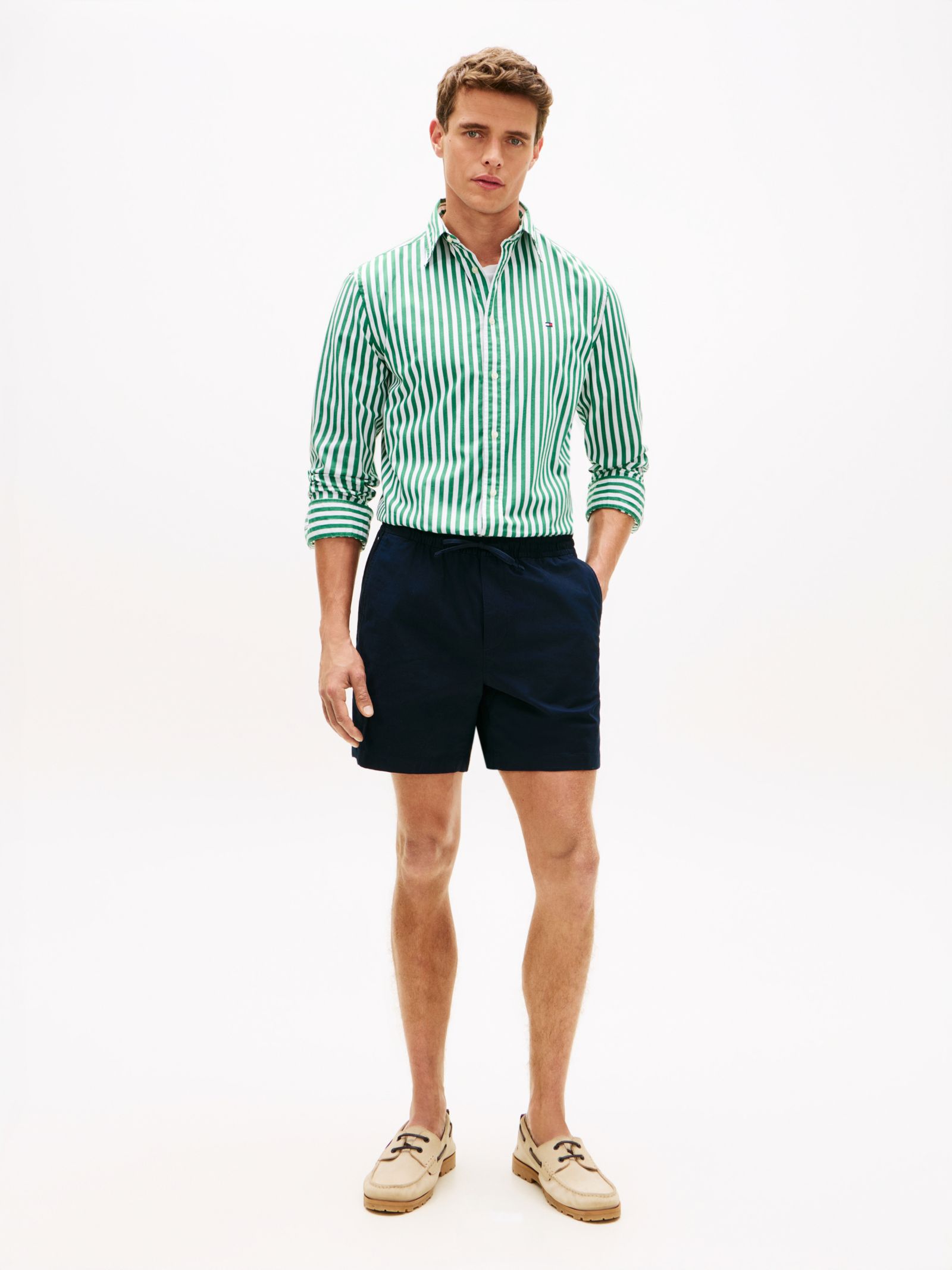Tommy Hilfiger Dover regular straight paper touch poplin short in marine