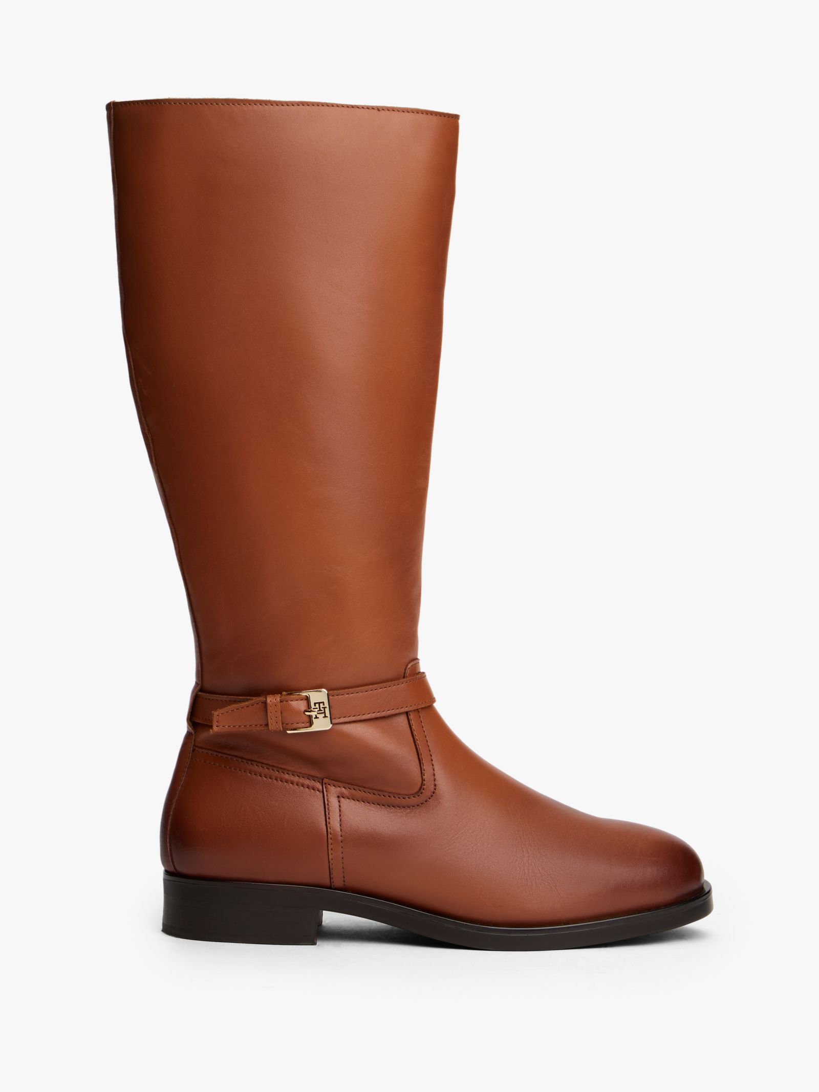 Tommy Hilfiger Leren rijlaars met TH monogramgesp in bruin