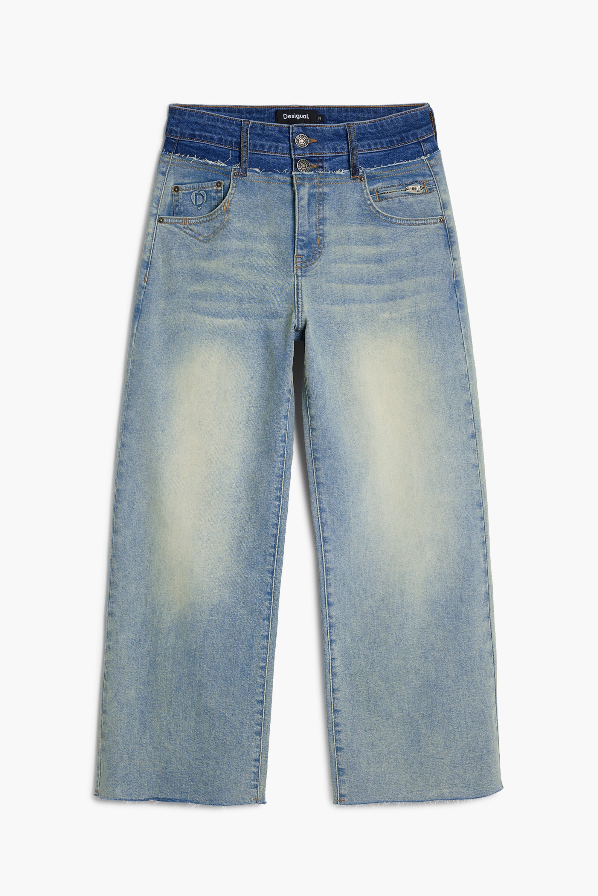Desigual Tweekleurige jeans met dubbele taille
