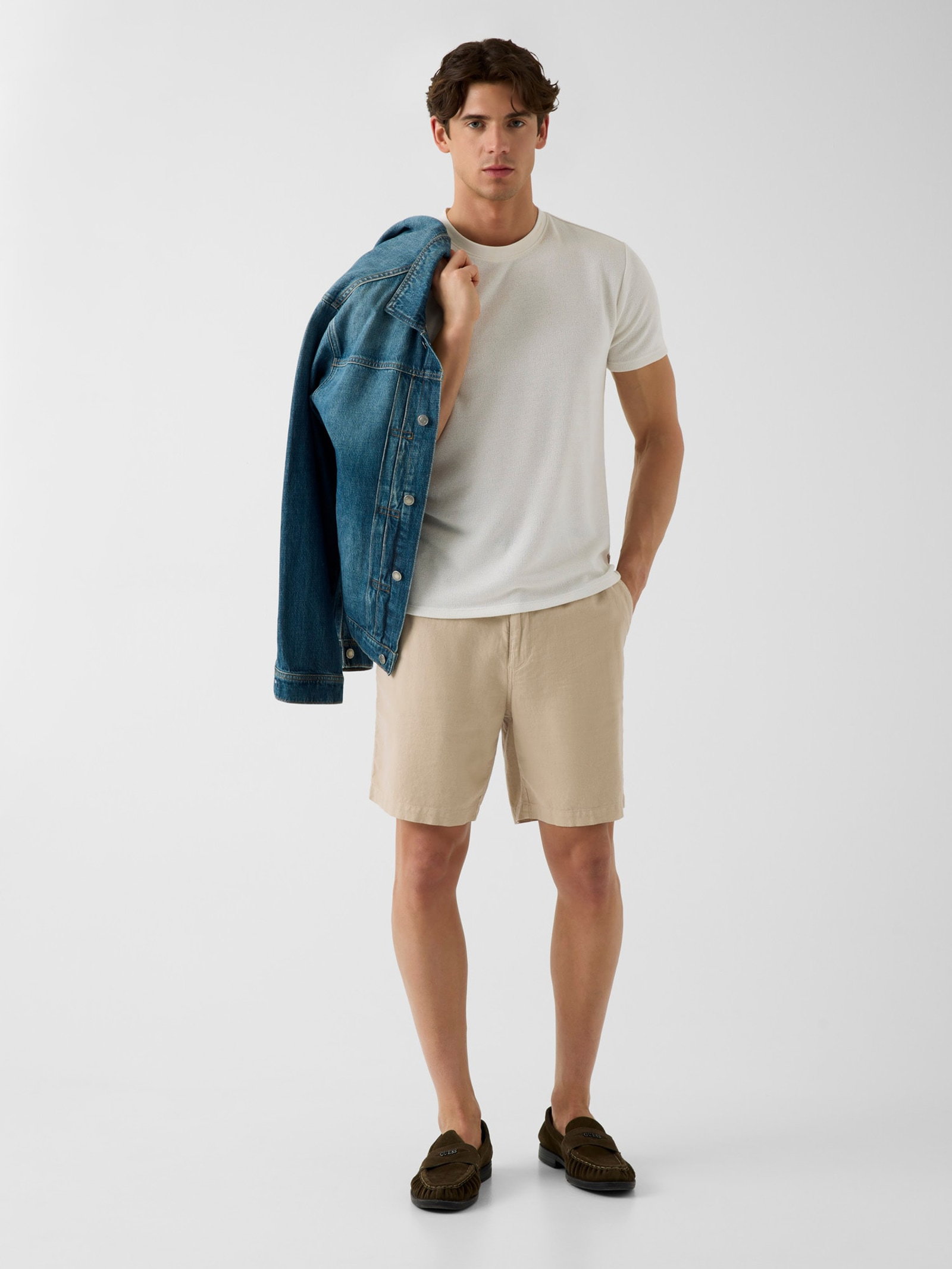 Guess Shorts Van Linnenmix in beige