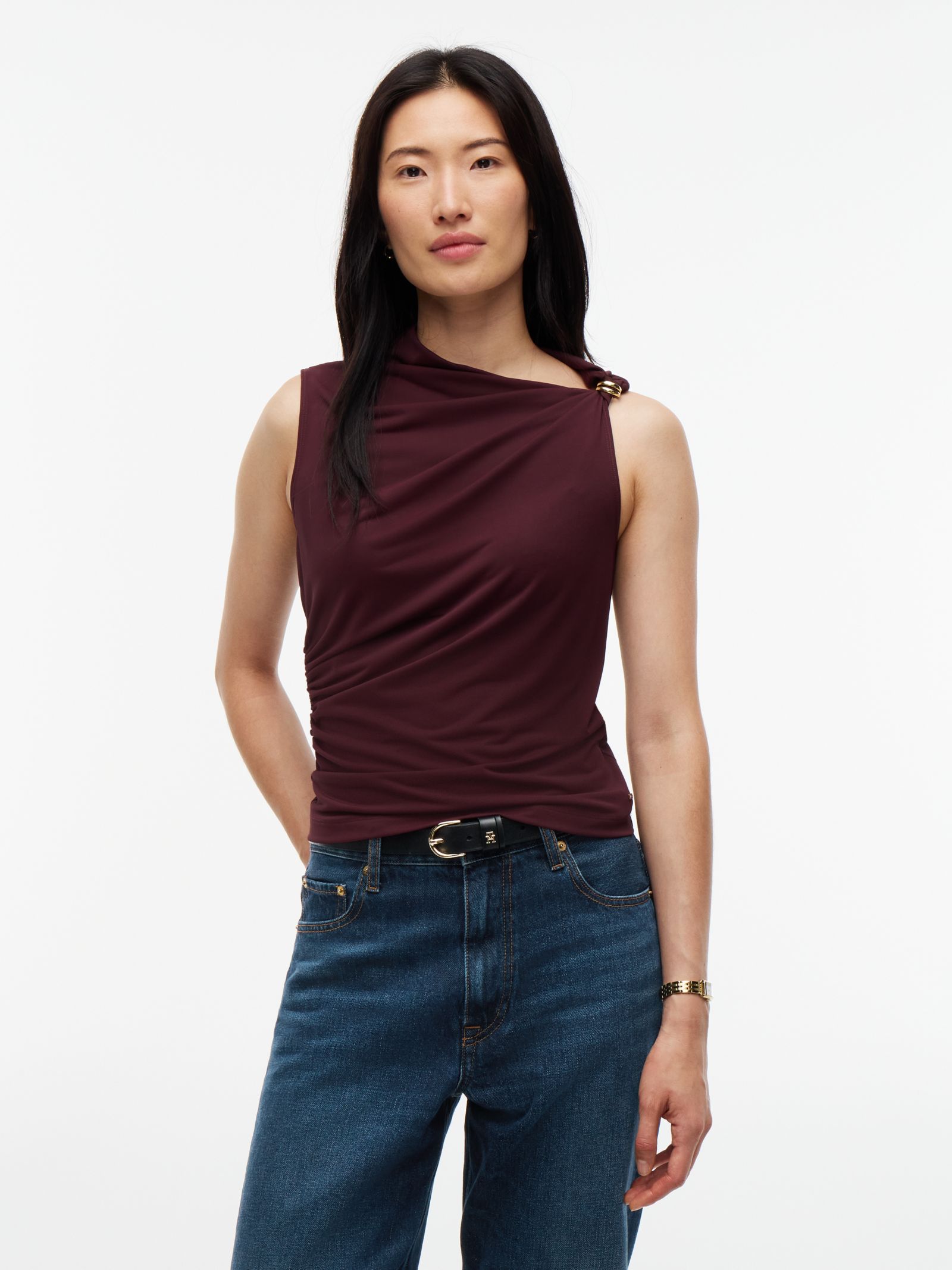 Tommy Hilfiger Crêpe mouwloze top met gedraaid detail in rood