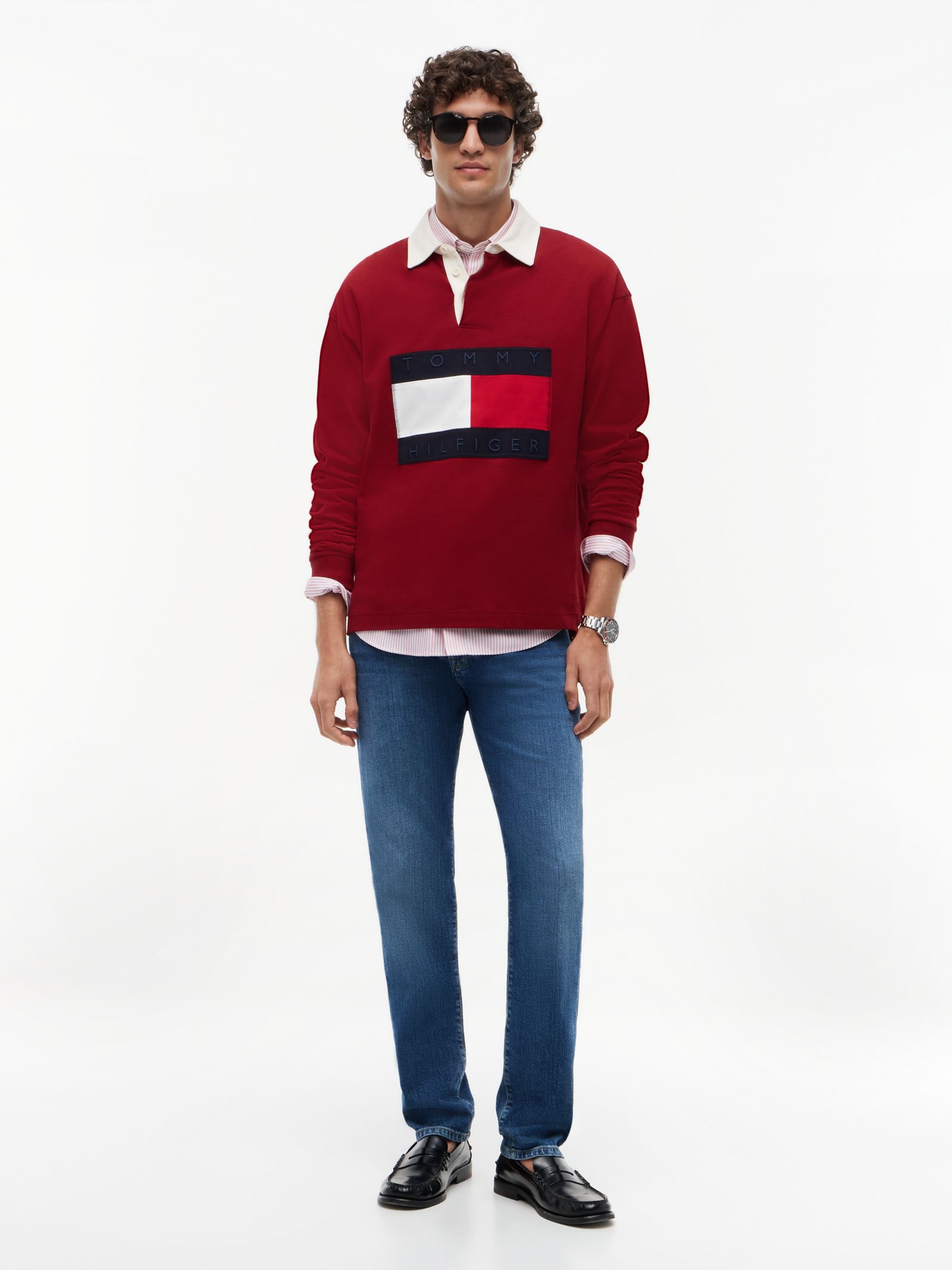 Tommy Hilfiger Denton slim straight jeans met whiskers in blauw